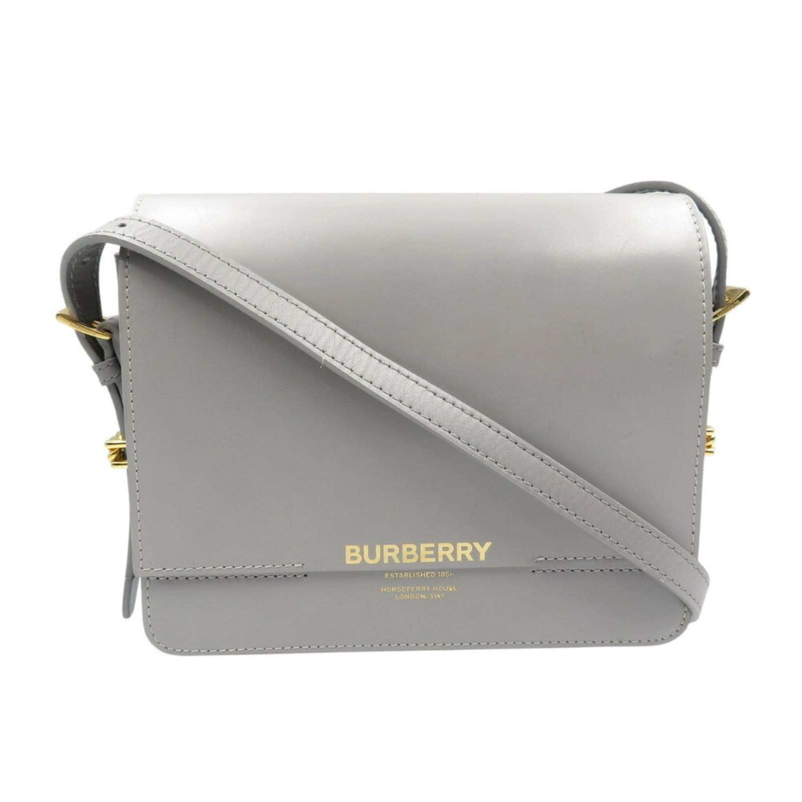 Burberry Bag Leather: Burberry Bag Leather Gray leather shoulder bag from Burberry, featuring a durable and stylish design. The bag comes with a dust bag for added protection and convenience. A practical and elegant