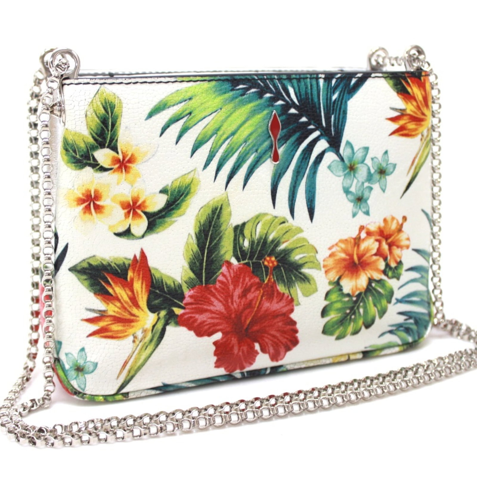 Shoulder Bag Leather Christian Louboutin: Shoulder Bag Leather Christian Louboutin White leather shoulder bag from Christian Louboutin, featuring a classic design with clean lines and a timeless aesthetic. The bag measures 20cm wide, 14.7cm