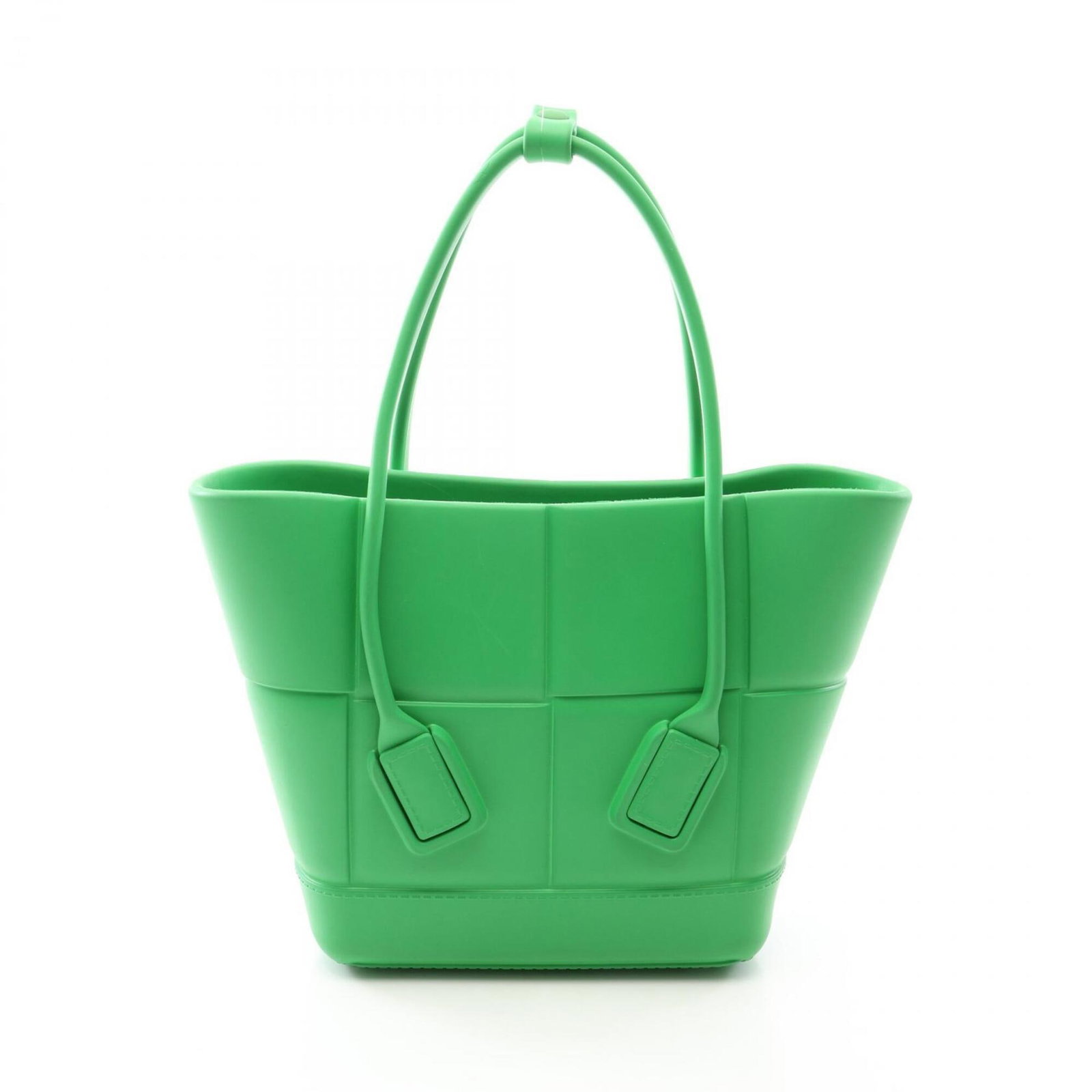 Handbag Rubber from Bottega Veneta: Handbag Rubber from Bottega Veneta Bottega Veneta's rubber handbag features a unique green color and a compact size, measuring 20.5cm x 17cm x 7cm. Made from rubber, this handbag is a distinctive