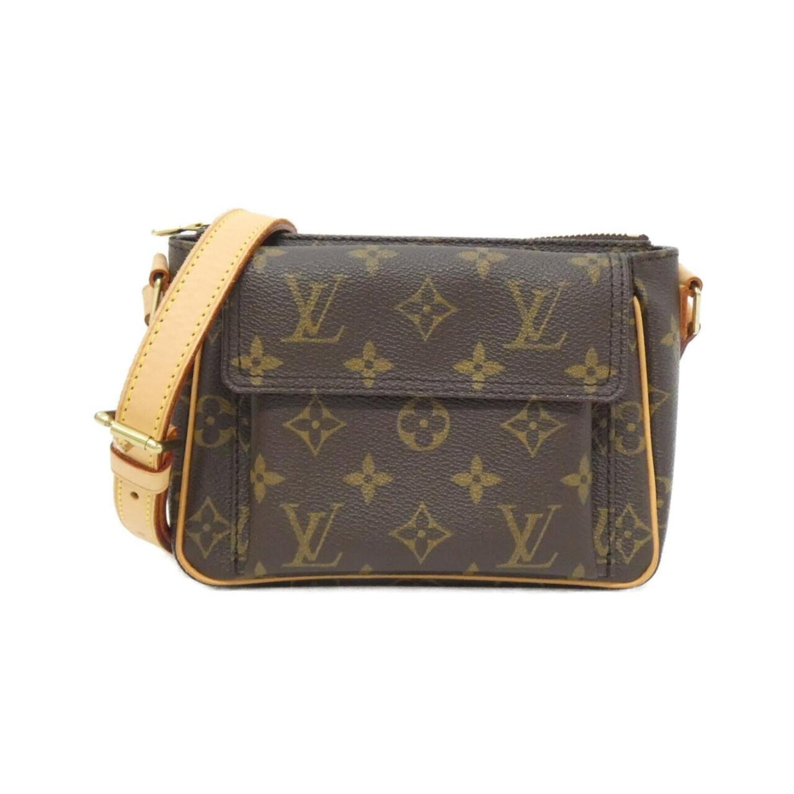 Canvas Coated Louis Vuitton Bag Shoulder: Canvas Coated Louis Vuitton Bag Shoulder Coated canvas construction provides a durable and stylish finish to this Louis Vuitton shoulder bag, with a classic brown hue that adds a touch of timeless ele