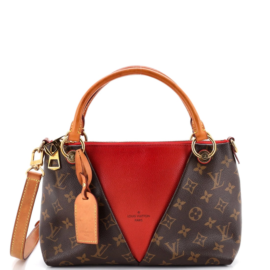 Louis Vuitton V Tote Monogram Canvas Leather BB: Louis Vuitton V Tote Monogram Canvas Leather BB Brown Louis Vuitton V Tote Monogram Canvas Leather BB features a classic design with a rich brown leather exterior and a signature monogram pattern,
