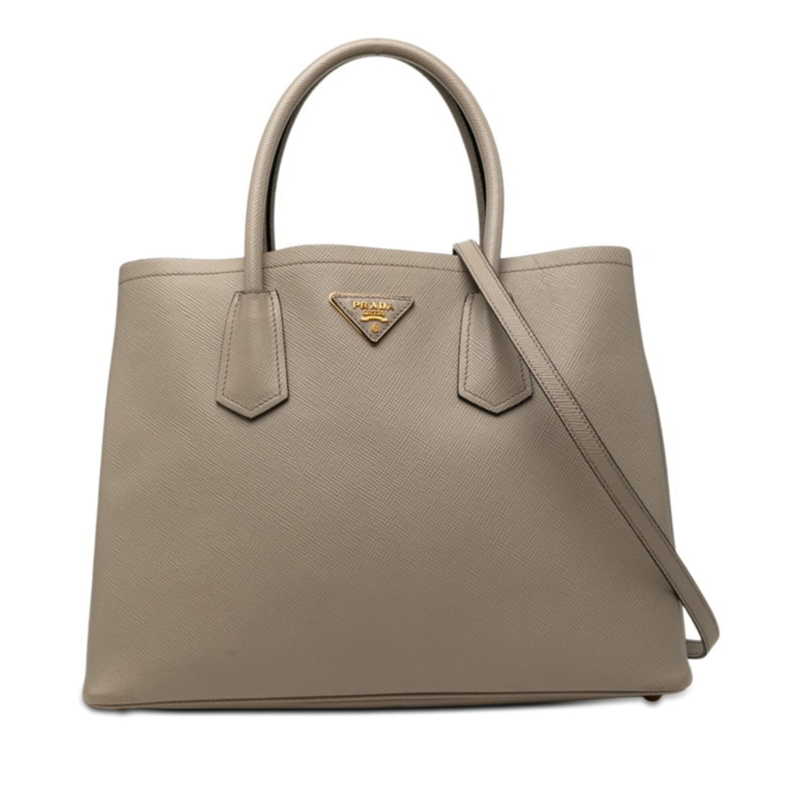 Prada Handbag Shoulder Bag Leather: Prada Handbag Shoulder Bag Leather Saffiano leather construction provides durability and sophistication to this elegant beige Prada shoulder bag. Measuring 25cm x 33cm x 14.5cm, it features a classic