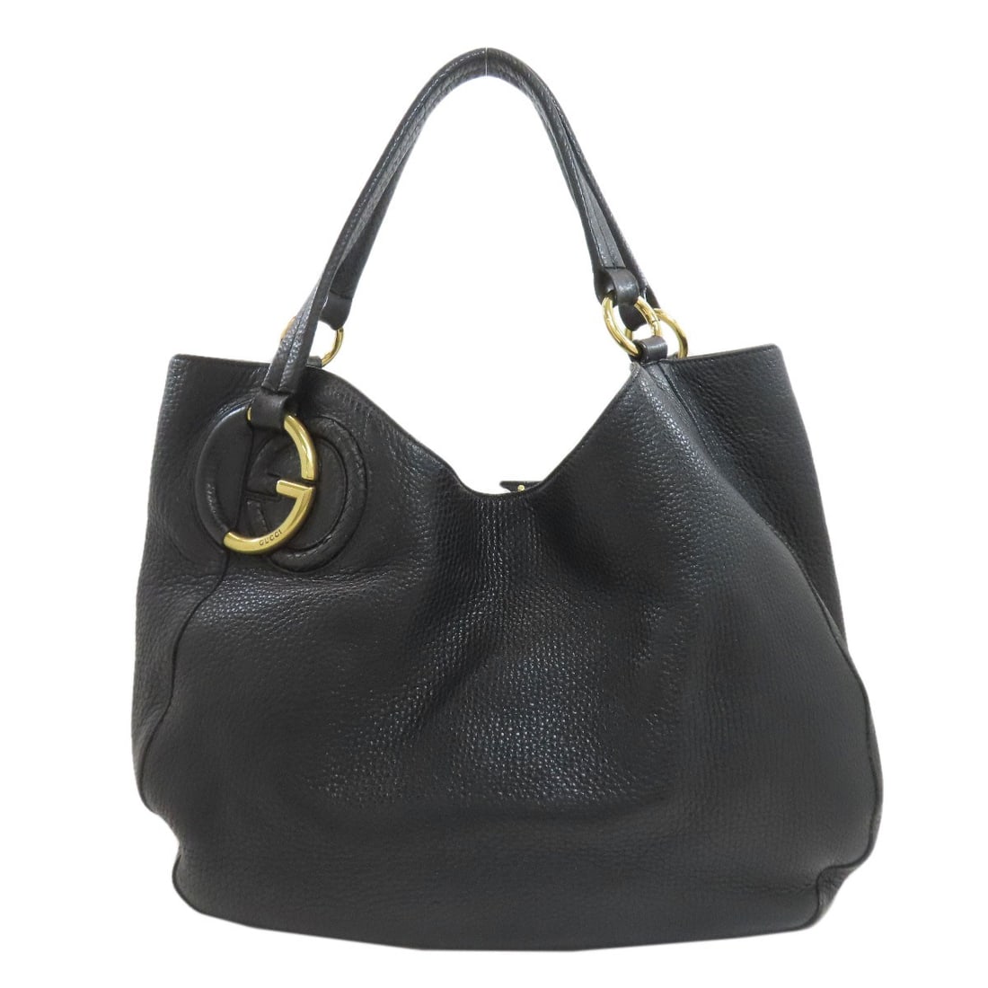 Gucci 309531 Interlocking G Tote Bag Leather: Gucci 309531 Interlocking G Tote Bag Leather Black leather tote bag with interlocking G logo from Gucci, a classic style that combines timeless elegance with a touch of luxury. The bag's exterior is m