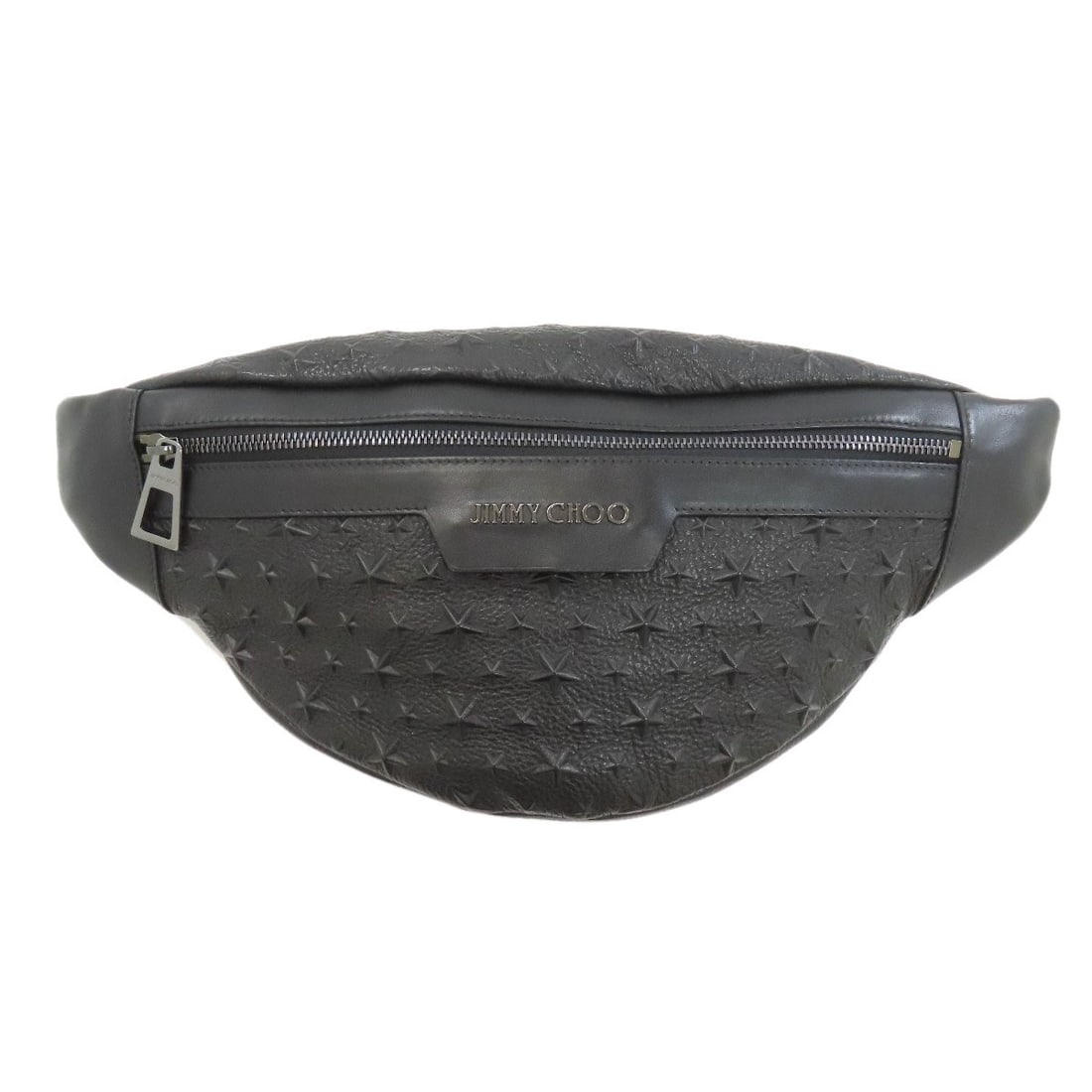 Jimmy Choo Star Emboss Leather Bag: Jimmy Choo Star Emboss Leather Bag Black leather body bag with a star emboss design, made by Jimmy Choo. This style features a sleek and sophisticated exterior, perfect for adding a touch of luxury
