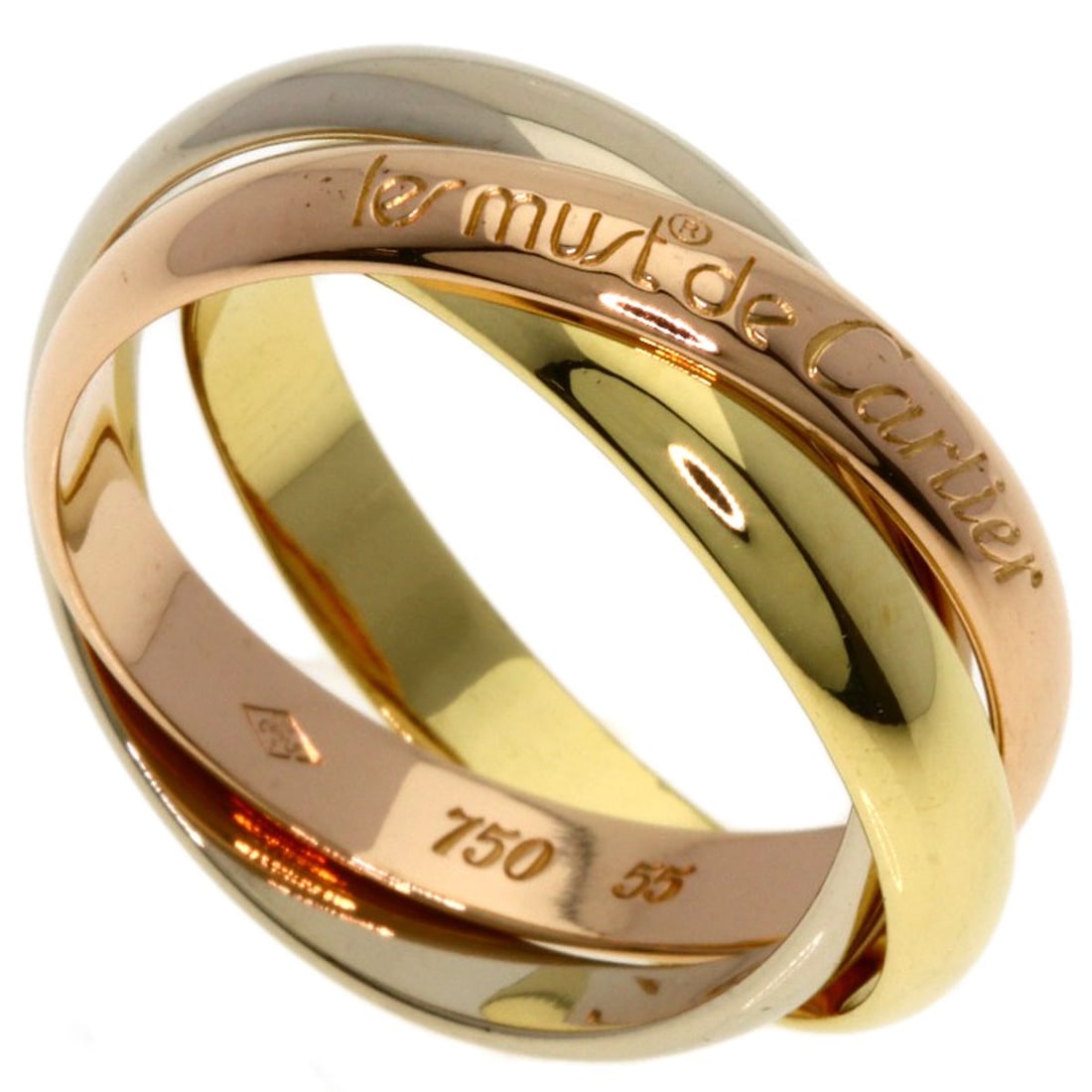 Cartier Trinity #55 Ring K18 Yellow Gold K18 White Gold: Cartier Trinity #55 Ring K18 Yellow Gold K18 White Gold Cartier Trinity #55 Ring in K18 Yellow Gold and K18 White Gold, showcasing the luxury of dual gold tones, is a stunning piece. This 7.5 US ring