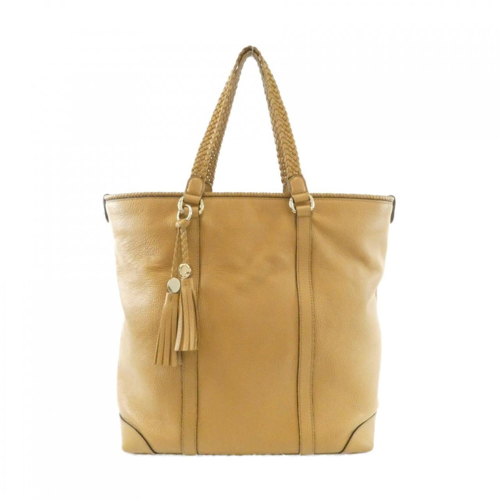 Handbag Leather Gucci: Handbag Leather Gucci Dark beige leather Gucci handbag with gold hardware, measuring 36cm x 34cm x 15cm. This classic design showcases the signature Gucci style, featuring high-quality leather
