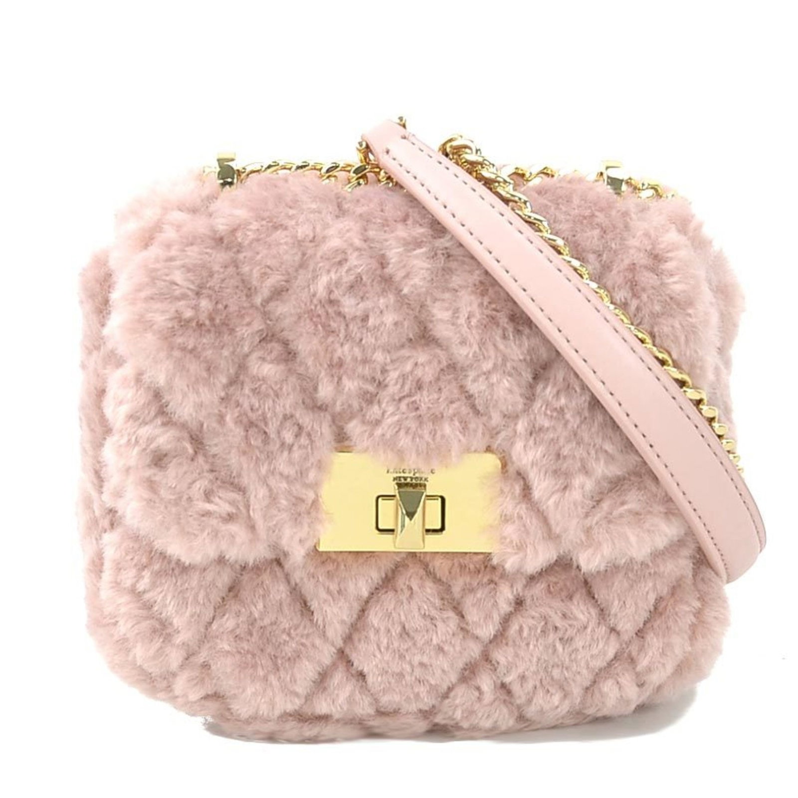Kate Spade Fur Shoulder Bag: Kate Spade Fur Shoulder Bag Pink Kate Spade Fur Shoulder Bag, 13cm x 14cm x 5cm, made from fur and featuring a signature. This stylish shoulder bag is a compact and chic accessory. Item Specifics:
