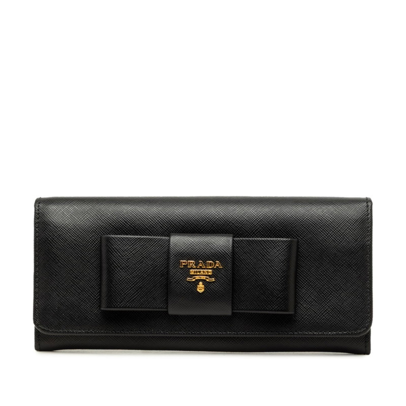 Prada Long Wallet (Bi-Fold) Leather: Prada Long Wallet (Bi-Fold) Leather Saffiano leather construction provides a durable and long-lasting finish, while the sleek black design makes for a versatile accessory. This bi-fold long wallet