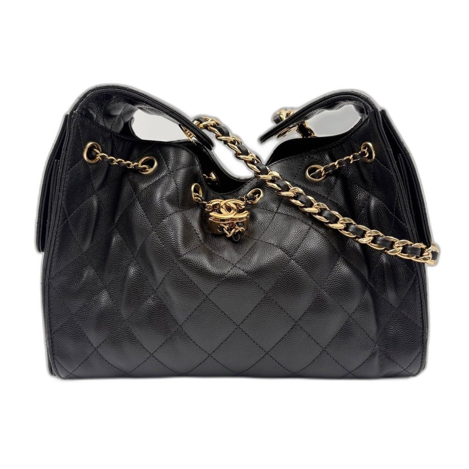 Handbag Chanel: Handbag Chanel Black Chanel handbag with dimensions 19cm x 23cm x 12cm, perfect for everyday use. Made with a classic design that exudes timeless elegance, this handbag features a sleek and