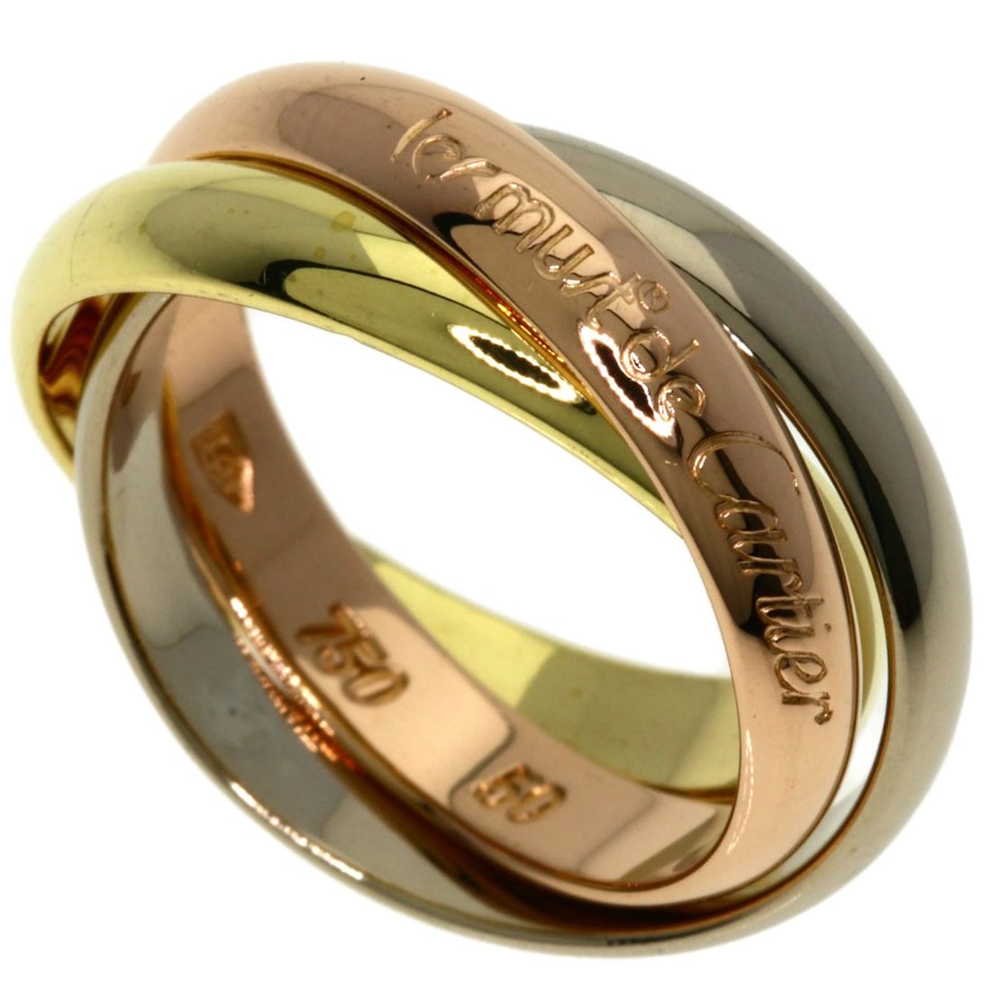 Yellow Gold K18 White Gold Cartier Trinity Ring: Yellow Gold K18 White Gold Cartier Trinity Ring K18 White Gold Cartier Trinity Ring in Yellow Gold features a unique blend of styles, with a gold metal exterior and K18 purity, making it a standout