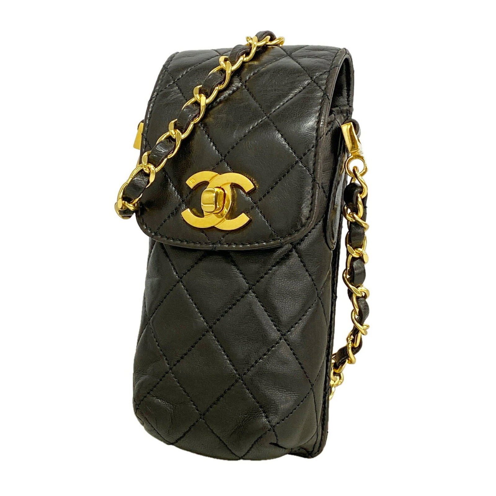 Shoulder Bag Leather Chanel: Shoulder Bag Leather Chanel The luxurious black leather shoulder bag from Chanel boasts a sleek design, adorned with elegant gold hardware. Made from high-quality lambskin, this stylish bag measures