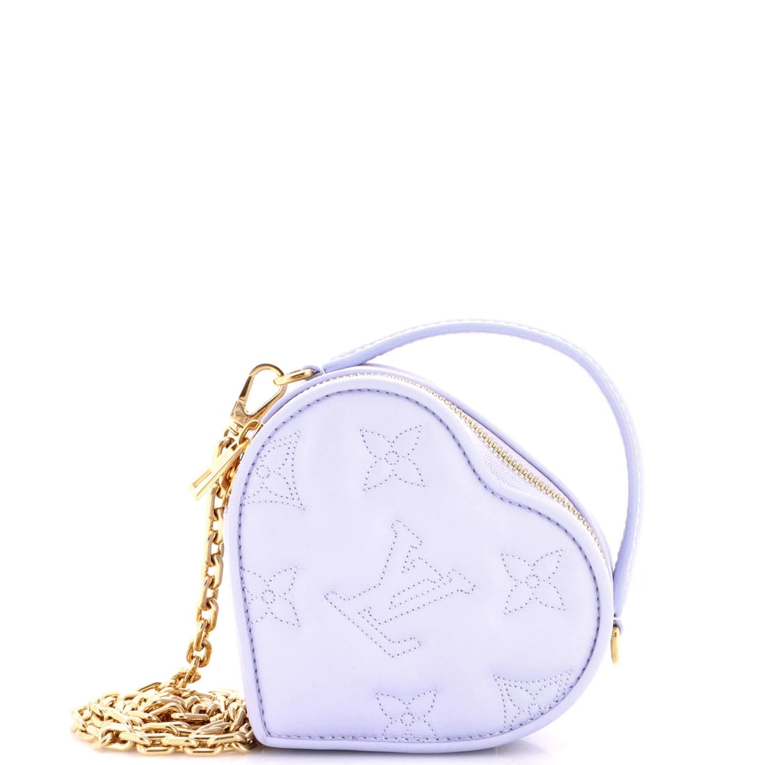 Bubblegram Leather Pouch My Pop Vuitton Louis: Bubblegram Leather Pouch My Pop Vuitton Louis Purple Louis Vuitton Pop My Heart Pouch Bag with Bubblegram Leather Exterior, featuring a minor corner wear and creases, and gold hardware, measures 4"