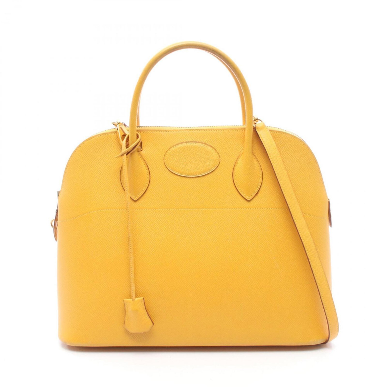 Handbag Hermes Courchevel Leather: Handbag Hermes Courchevel Leather Yellow Courchevel leather handbag from Hermes, measuring 27cm x 35cm x 14cm. This iconic design showcases the signature style of the French luxury brand, with its