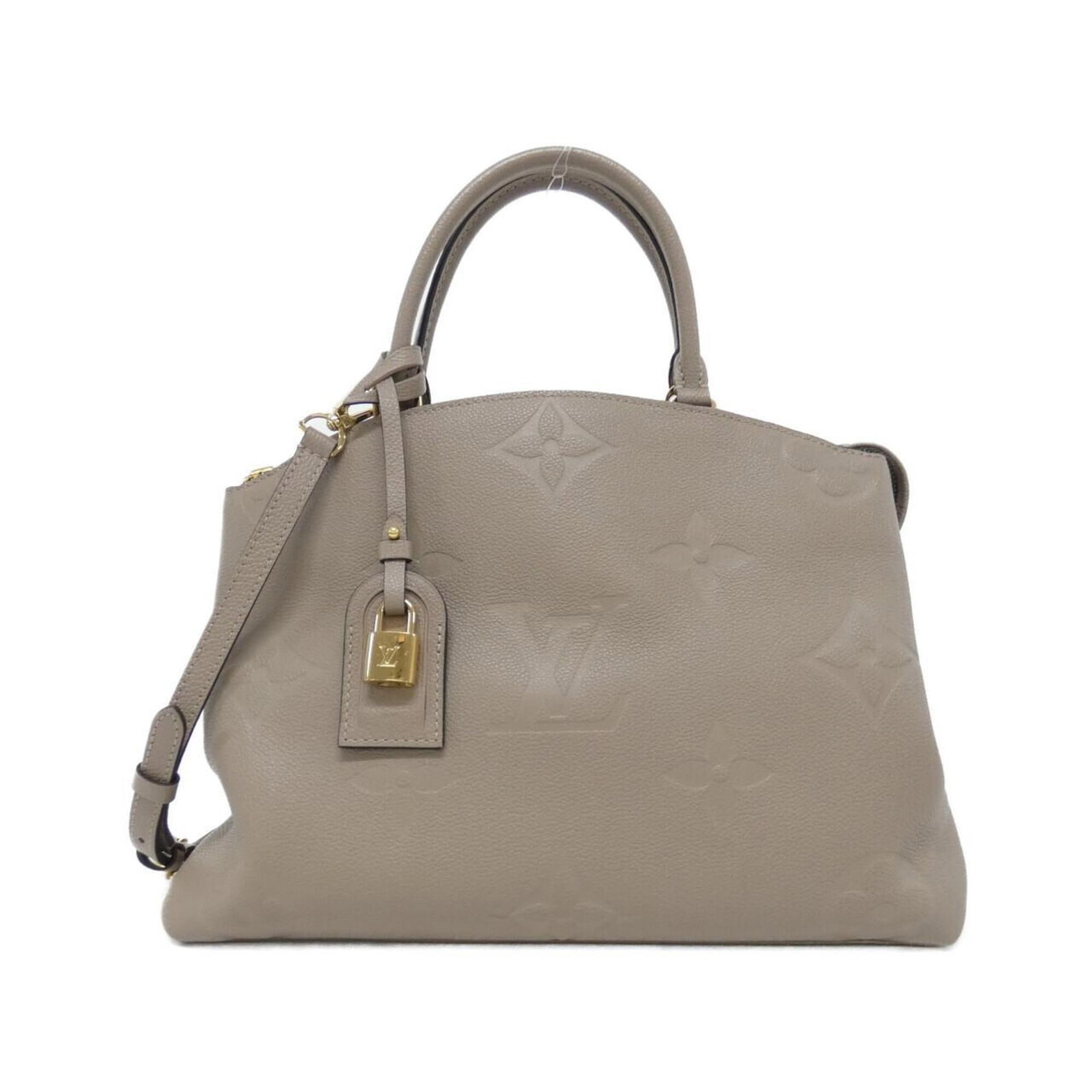 Handbag Leather Louis Vuitton: Handbag Leather Louis Vuitton Calfskin leather construction in a classic beige and tourterelle color. This Louis Vuitton handbag measures 25cm x 34cm x 15cm, making it a stylish and compact