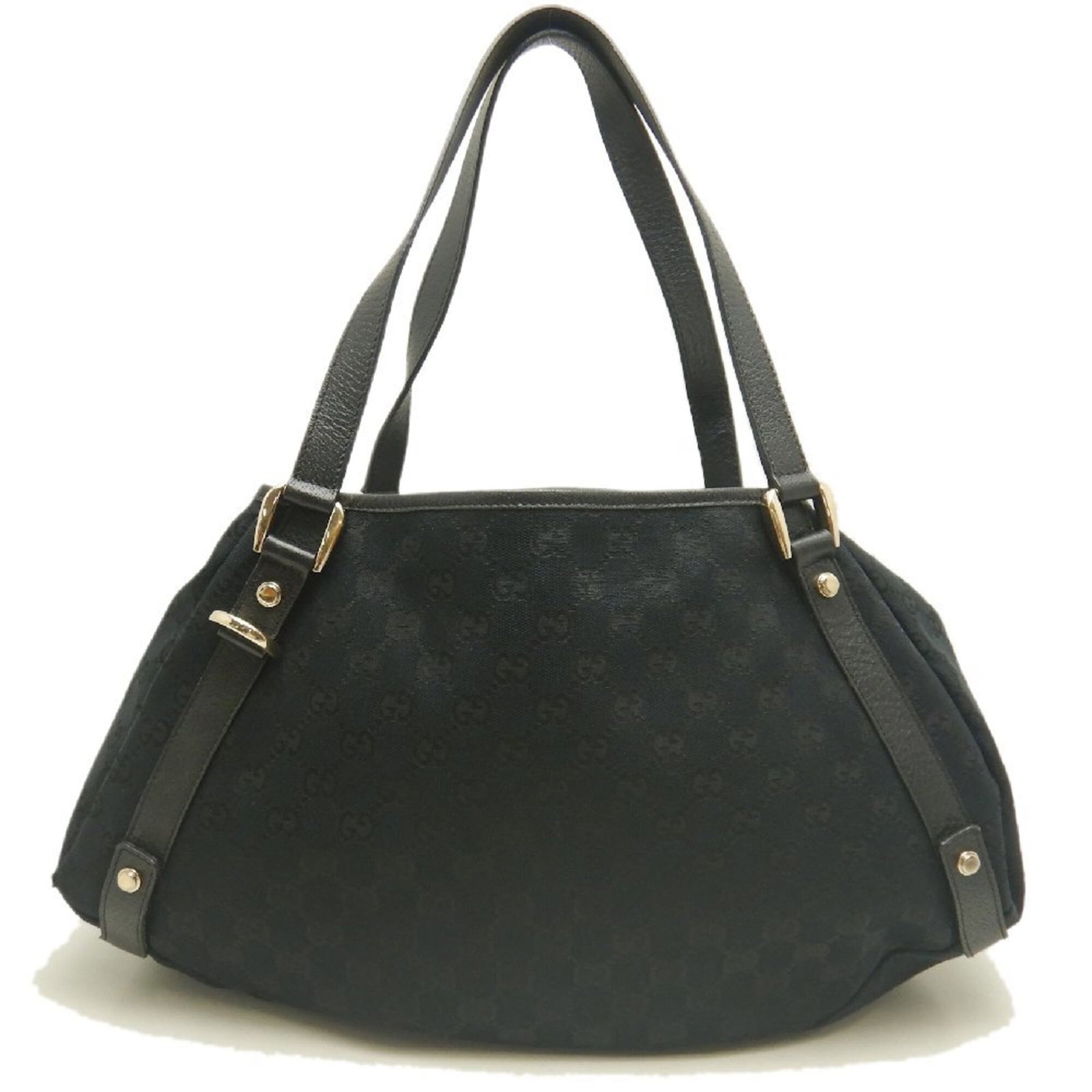 Canvas Gg Bag Tote Gucci: Canvas Gg Bag Tote Gucci Black GG canvas tote bag from Gucci, Italy, featuring a signature GG logo. This 22cm x 36cm x 11cm tote bag is made from high-quality canvas material and has a sleek, modern d