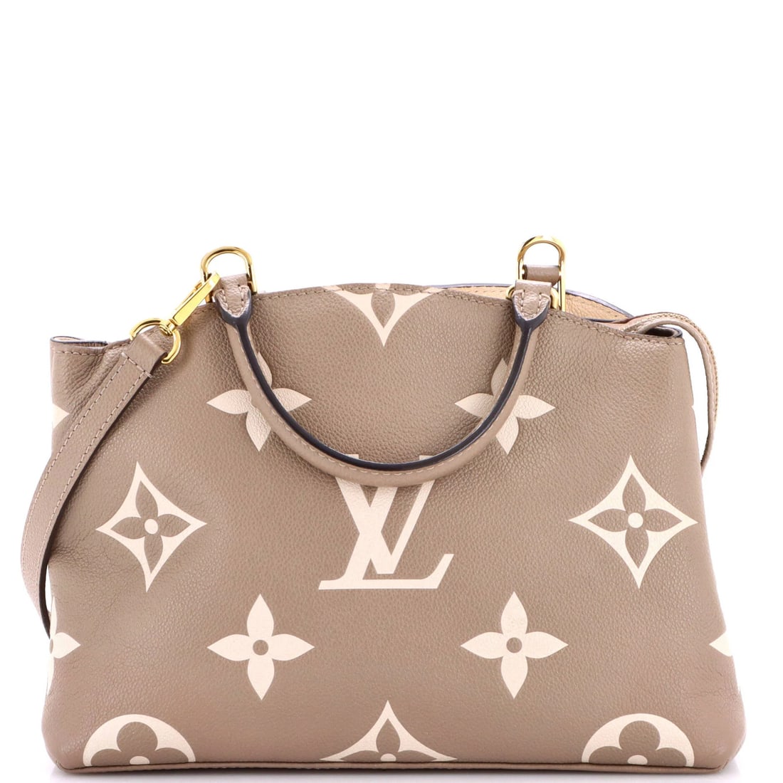 Louis Vuitton Petit Palais Handbag Bicolor Giant Monogram Empreinte: Louis Vuitton Petit Palais Handbag Bicolor Giant Monogram Empreinte The Louis Vuitton Petit Palais Handbag Bicolor Giant Monogram Empreinte boasts a striking bicolor design, featuring a neutral