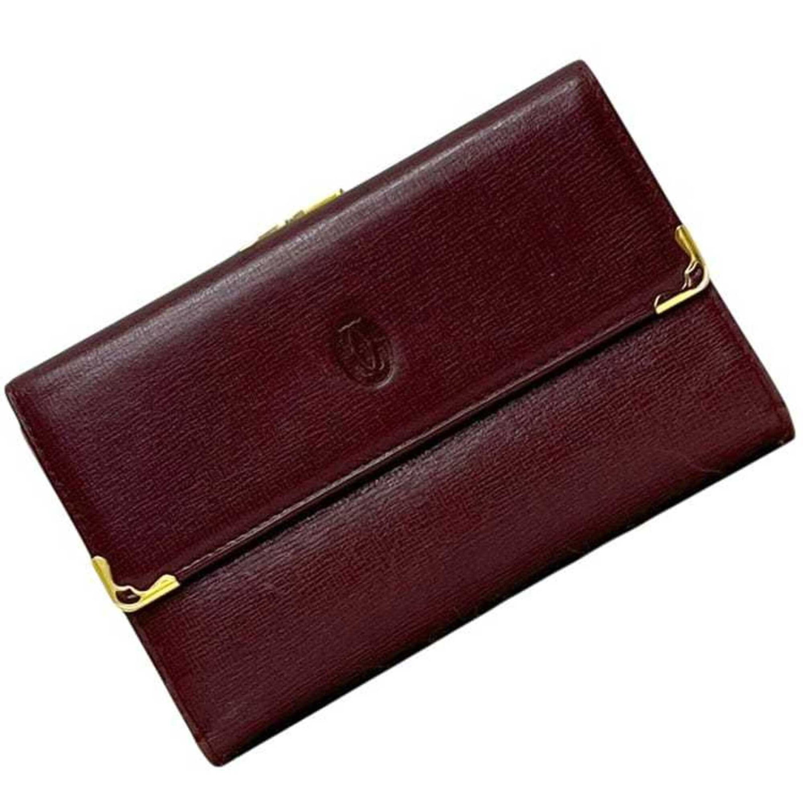 Cartier Wallet (Tri-Fold) Leather: Cartier Wallet (Tri-Fold) Leather Bordeaux, Wine red Cartier tri-fold leather wallet, measuring 10cm x 15cm x 2.5cm, offers a classic and sophisticated design. Made from high-quality leather, this wal