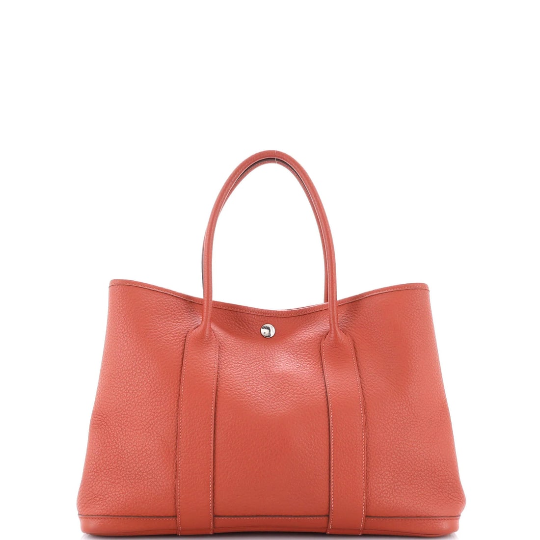 Tote Leather Party Garden Hermes: Tote Leather Party Garden Hermes Red Leather Garden Party Tote from Hermes, featuring a classic tote design with a 36" interior and palladium hardware. The exterior has been touched up at the base