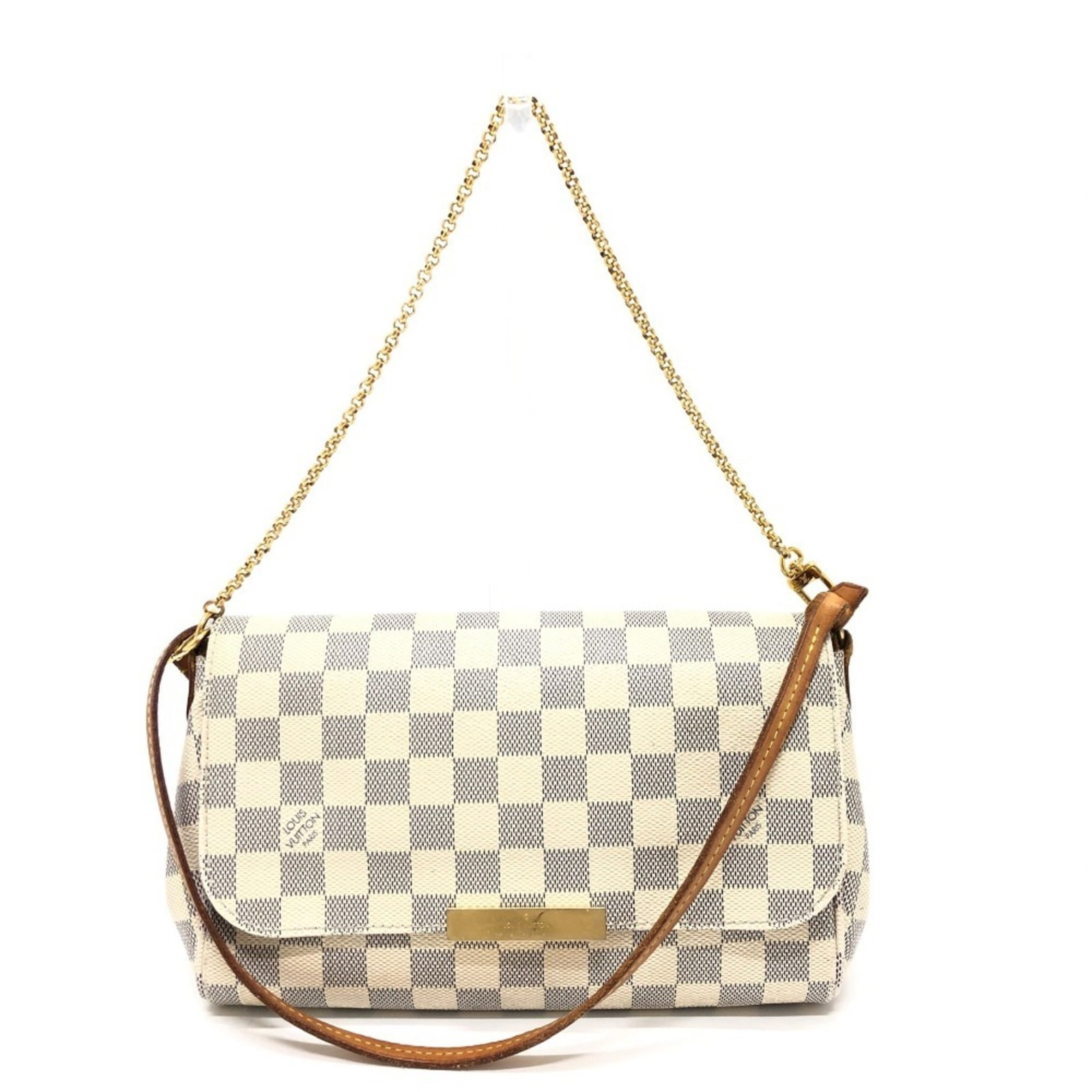 Damier Azur Shoulder Bag Louis Vuitton: Damier Azur Shoulder Bag Louis Vuitton Damier Azur Shoulder Bag in Brown, Galle, and White, featuring an open outer pocket and a sturdy shoulder strap, measures 17cm x 24cm x 4cm. This iconic Louis
