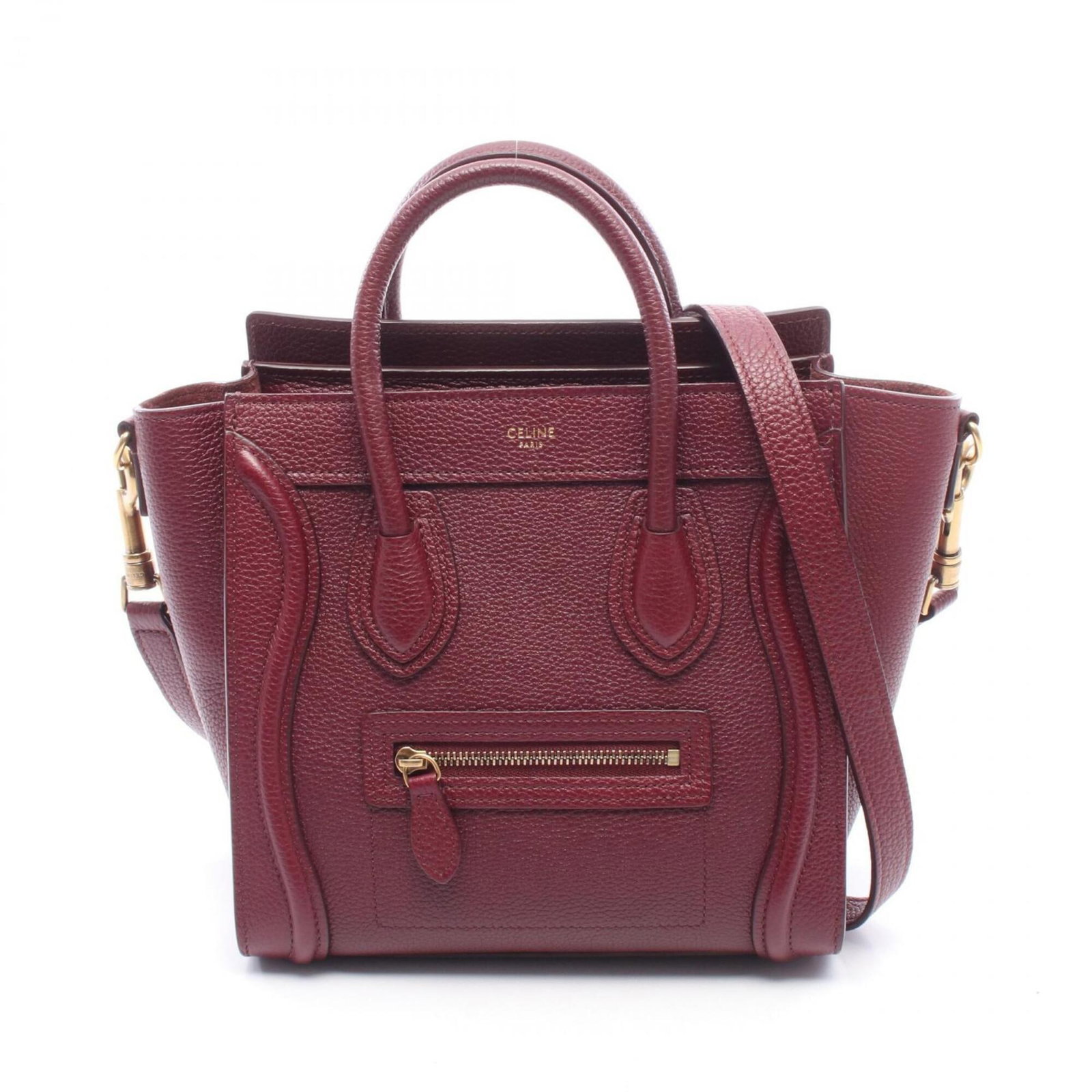 Celine Handbag Leather: Celine Handbag Leather The Celine Handbag Leather is a stylish and compact 20cm x 20cm x 9cm purple leather handbag. Its sleek design and rich purple color make it a versatile accessory for any occasi