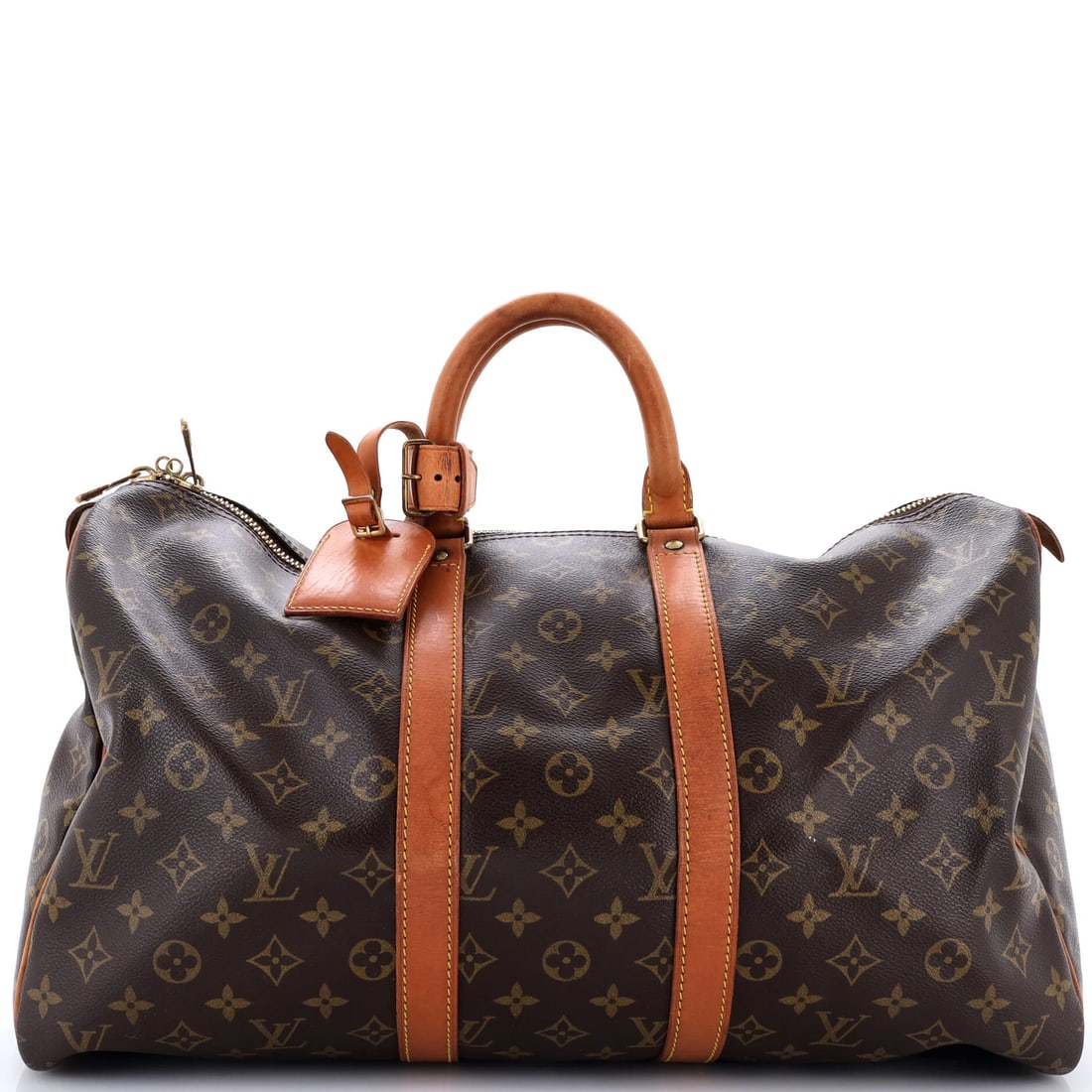 Monogram Canvas 45 Keepall Bag Louis Vuitton: Monogram Canvas 45 Keepall Bag Louis Vuitton Brown Monogram Canvas 45 Keepall Bag with Gold Hardware, featuring a classic top handle design and a spacious interior, this Louis Vuitton bag boasts a