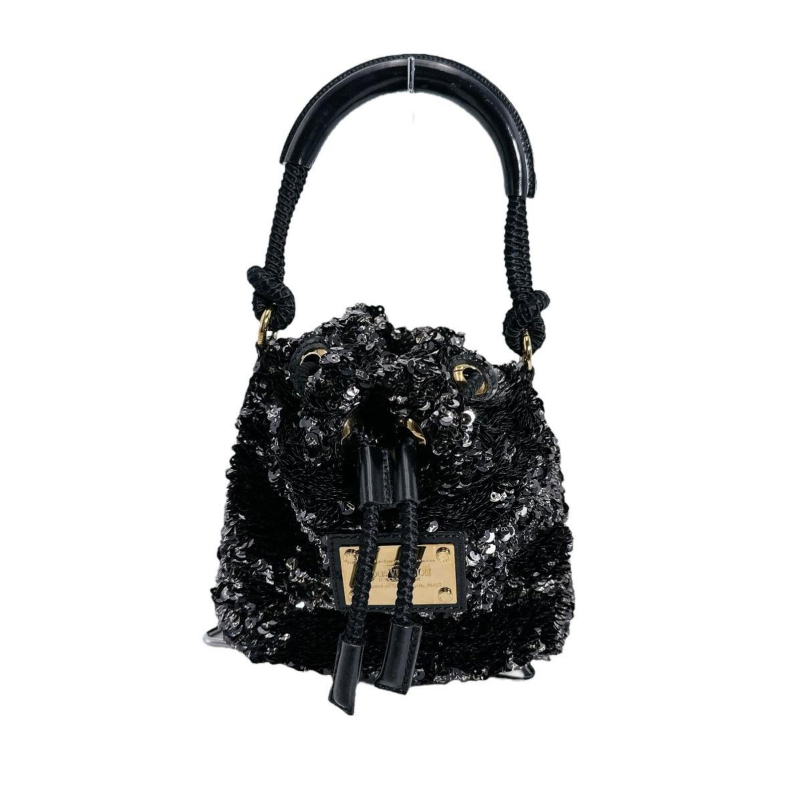 Louis Vuitton Spangles Handbag: Louis Vuitton Spangles Handbag Louis Vuitton Spangles Handbag is a black handbag made from Spangles material, featuring a signature. It measures 18cm x 21.5cm x 16.5cm and has a handle drop of