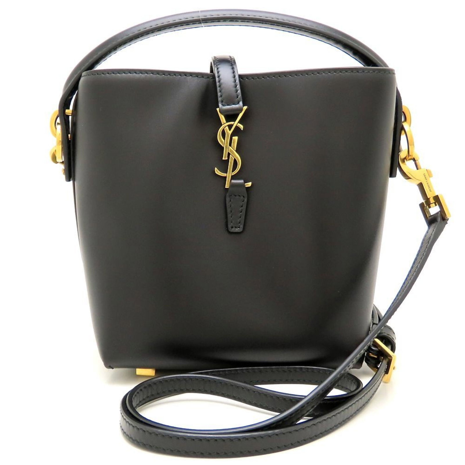 Saint Laurent Yves Leather Shoulder Bag: Saint Laurent Yves Leather Shoulder Bag The Saint Laurent Yves Leather Shoulder Bag is a sleek and sophisticated accessory, boasting a classic black leather design with gold hardware. Measuring 15cm