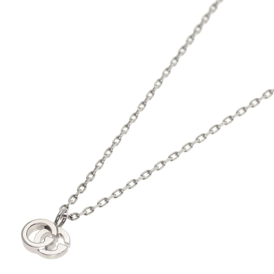Double G Necklace Gucci K18 White Gold: Double G Necklace Gucci K18 White Gold K18 White Gold Double G Necklace from Gucci, featuring a sleek and sophisticated design with a 16.5-inch length, showcases the luxury of high-end jewelry. This