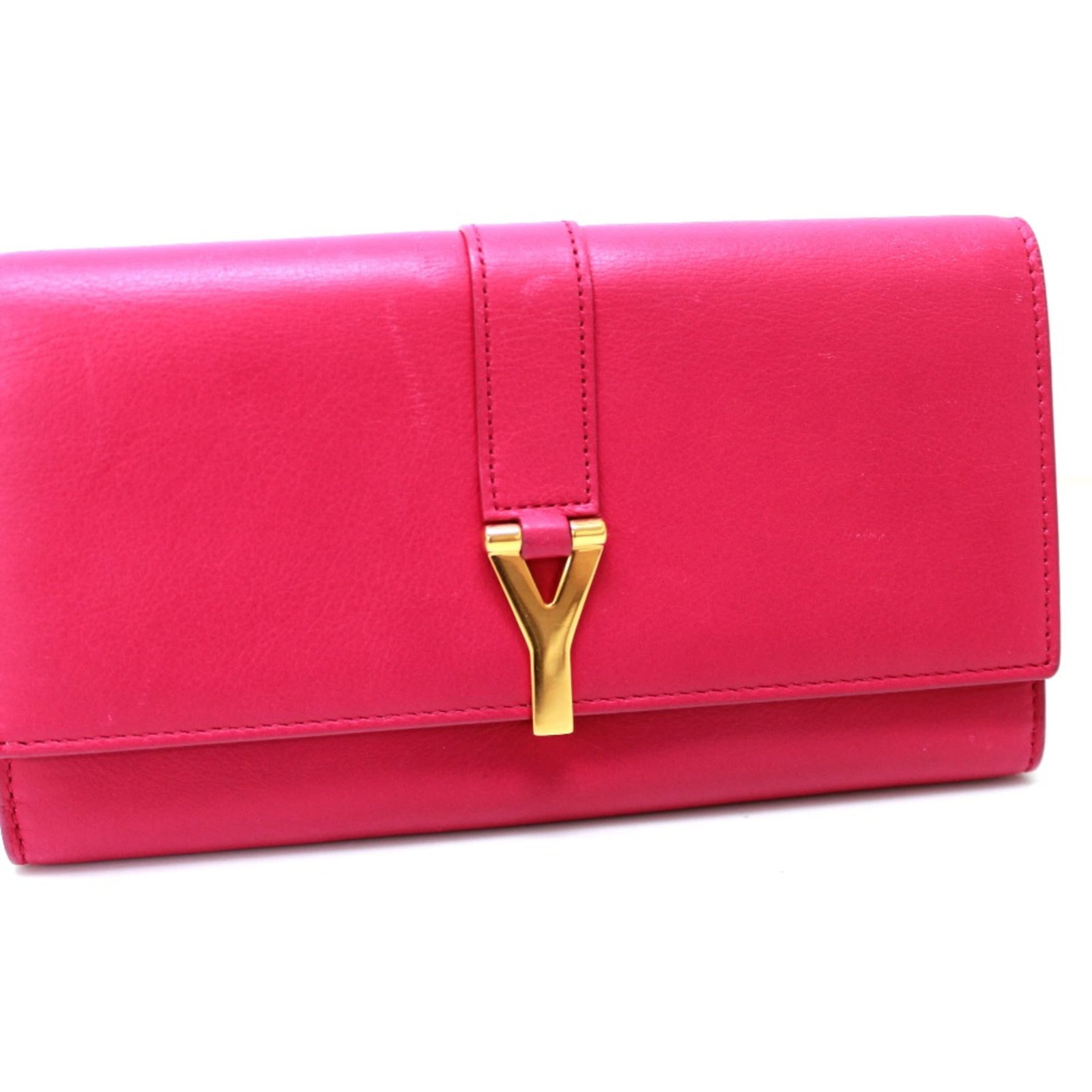 Saint Laurent Long Wallet Leather Bi Fold: Saint Laurent Long Wallet Leather Bi Fold Pink Saint Laurent Long Wallet Leather Bi Fold: A stylish and functional accessory, this bi-fold wallet features a long design, pink leather material, and a