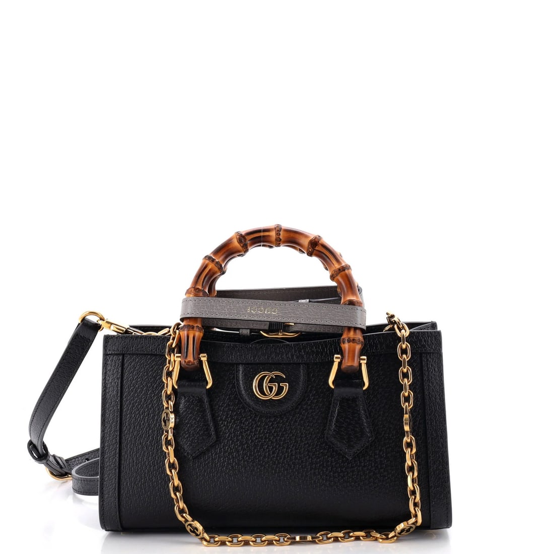 Gucci Diana NM Convertible Leather Small Bag: Gucci Diana NM Convertible Leather Small Bag Black Gucci Diana NM Convertible Leather Small Bag with Bamboo Style, featuring a neutral interior and gold hardware, is a stylish and versatile accessory.