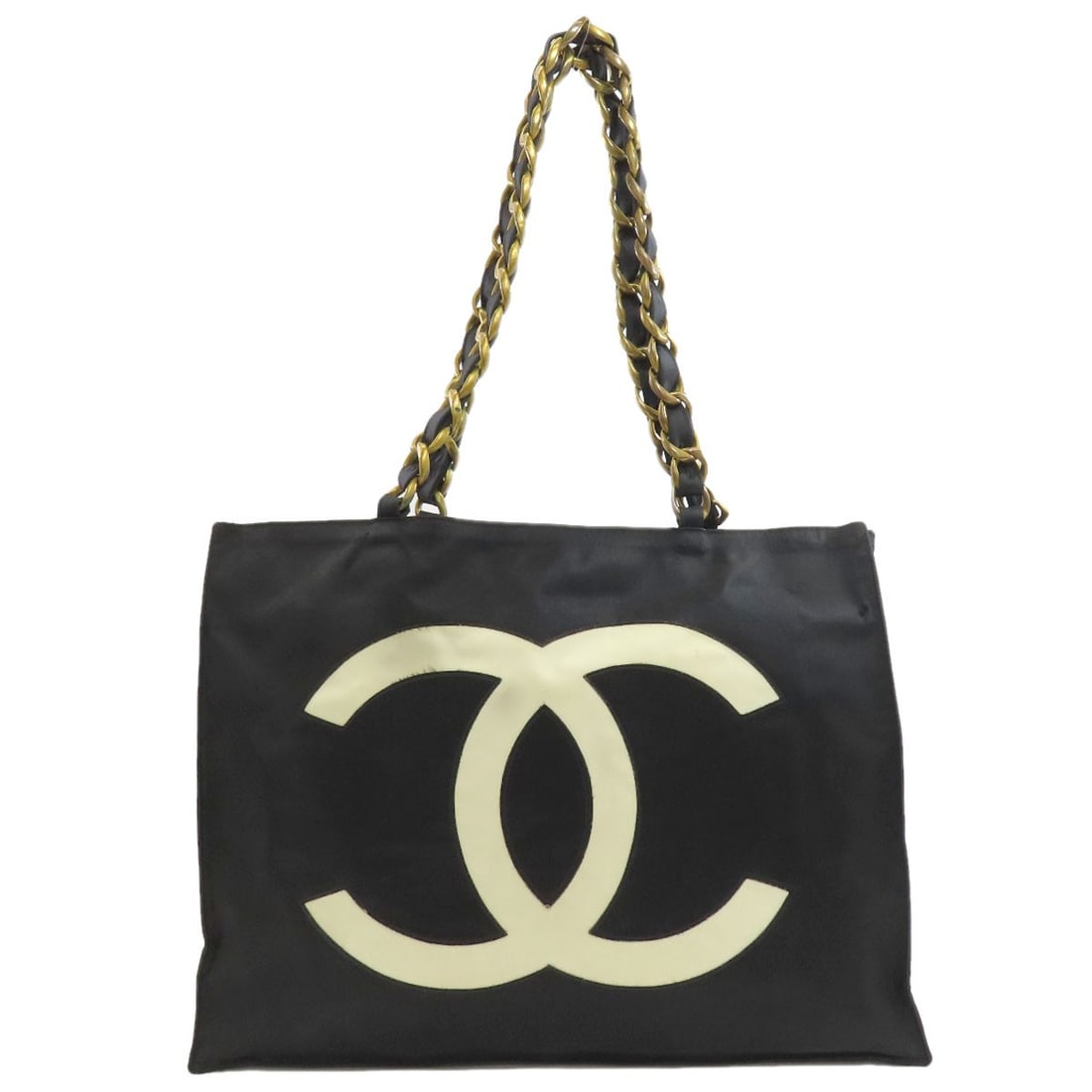 Chanel Coco Mark Goldhardware Tote Bag Nylon: Chanel Coco Mark Goldhardware Tote Bag Nylon Black Chanel Coco Mark Gold hardware tote bag with a 12.2 inch height and 15.0-16.1 inch width, made from nylon exterior and featuring an open closure.