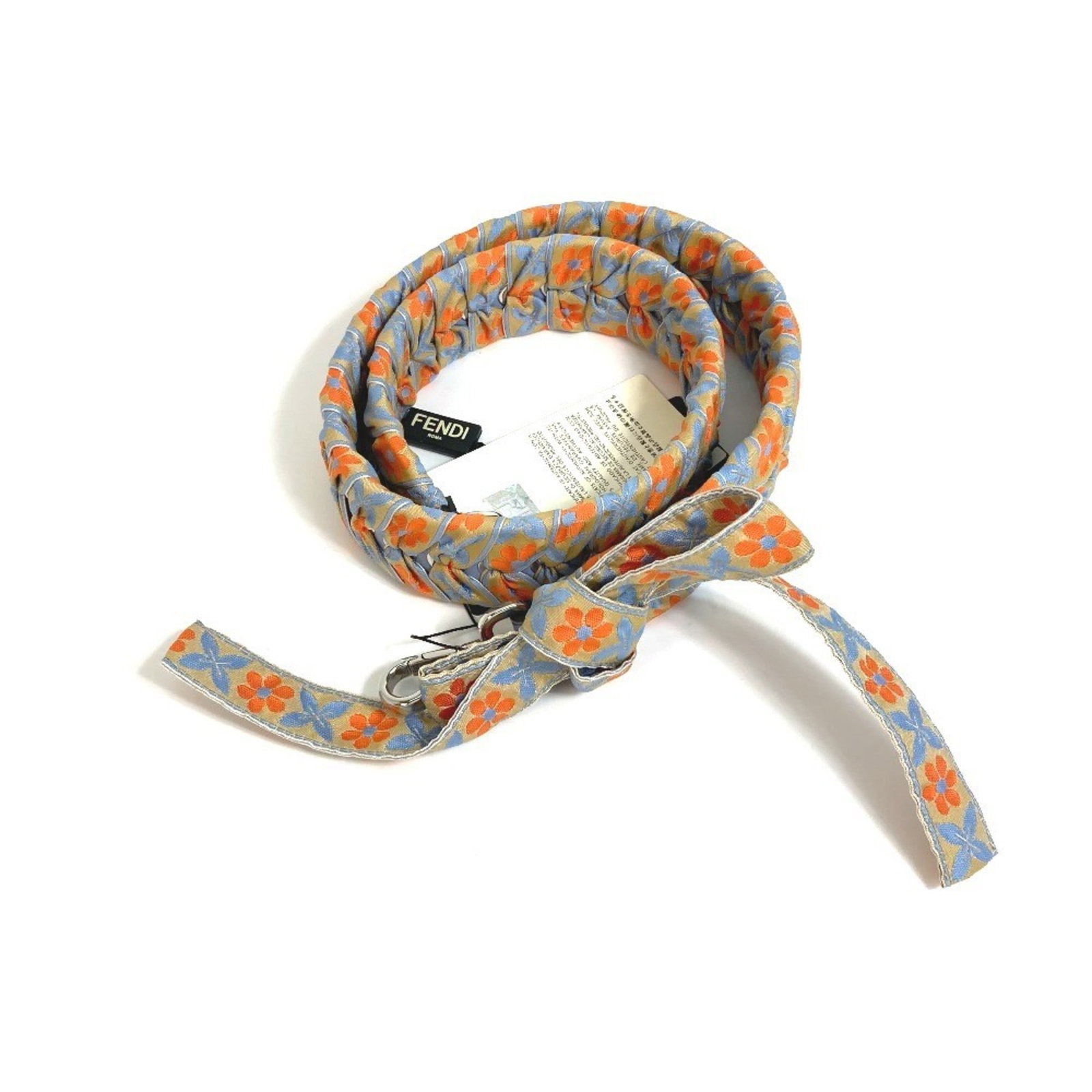 Canvas Strap Leather Fendi: Canvas Strap Leather Fendi Canvas Strap Leather Fendi is a unique piece featuring canvas and leather materials, with a striking blue and orange color combination. The strap measures 90cm in length, pr