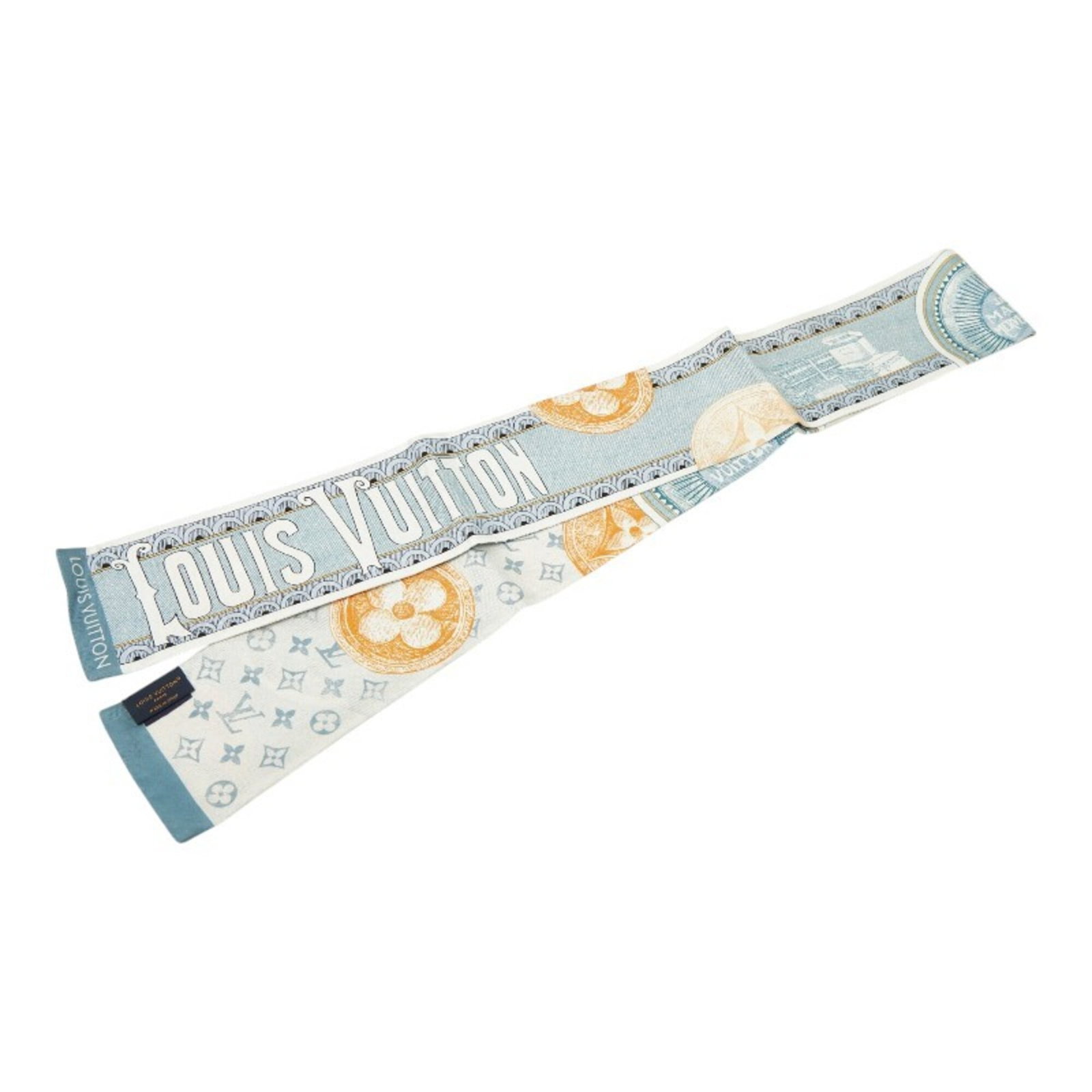 Silk Scarf Louis Vuitton: Silk Scarf Louis Vuitton Silk Scarf with a striking blue hue, crafted from high-quality silk and measuring 1.19m x 8cm, making it a beautiful addition to any wardrobe. This iconic Louis Vuitton