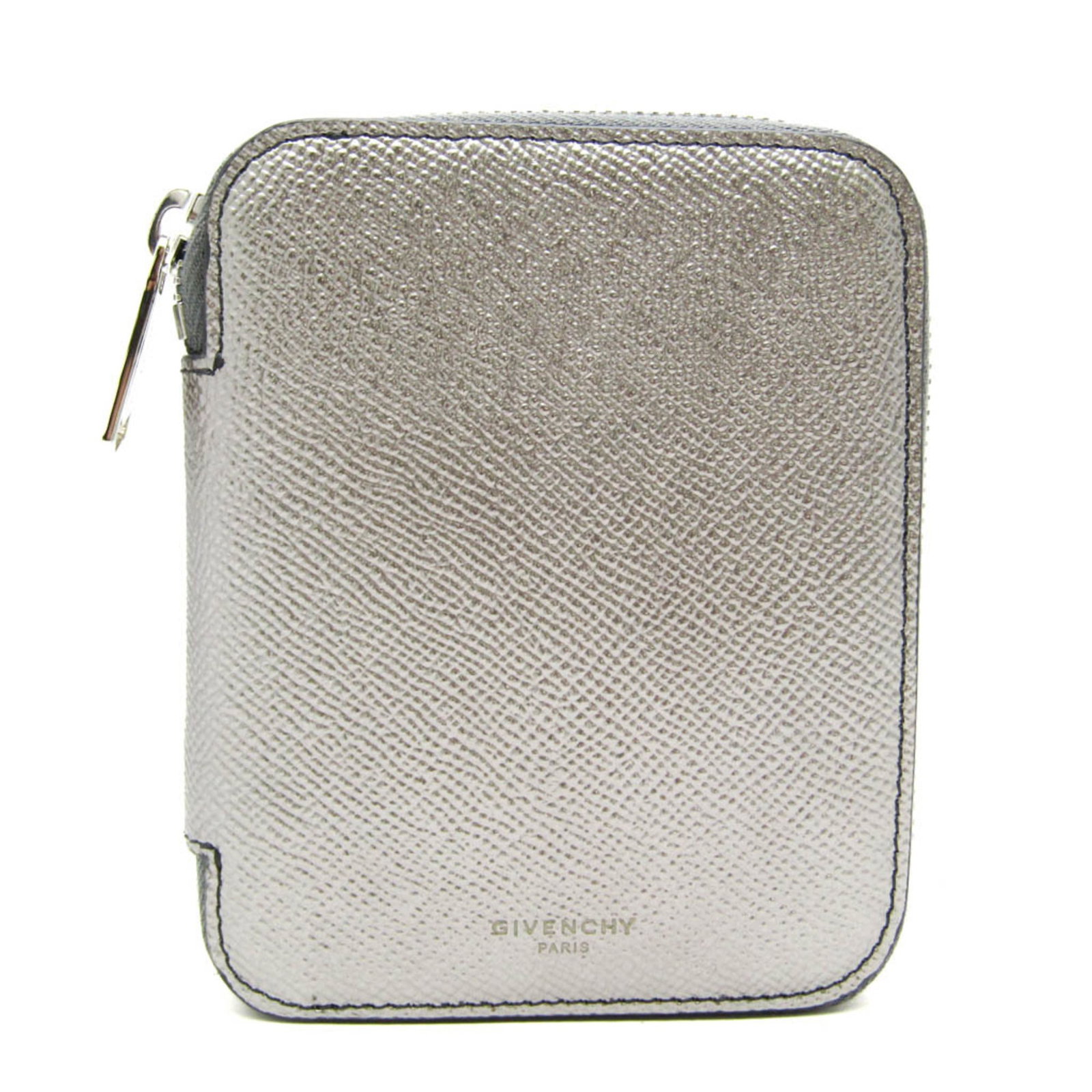 Givenchy Middle Wallet (Bi-Fold) Leather: Givenchy Middle Wallet (Bi-Fold) Leather The Givenchy Middle Wallet is a sleek and versatile bi-fold leather wallet from Italy, featuring a gunmetal and silver finish. Its compact size and multiple po