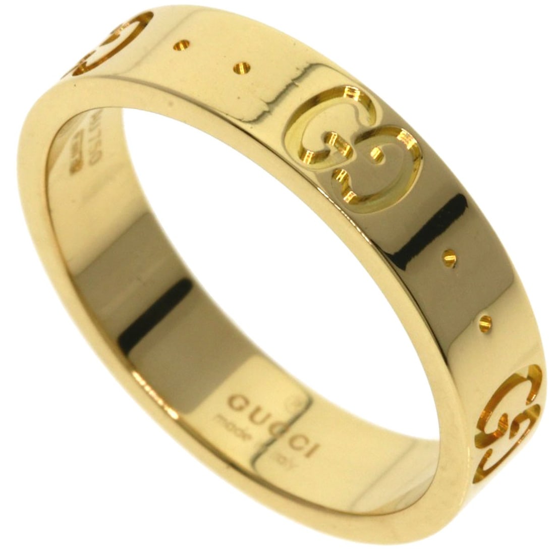 Icon Gucci Yellow Gold Ring K18 #9: Icon Gucci Yellow Gold Ring K18 #9 K18 yellow gold is a hallmark of luxury, and this iconic Gucci ring showcases that excellence. The open ring design and gold metal construction make it a statement p