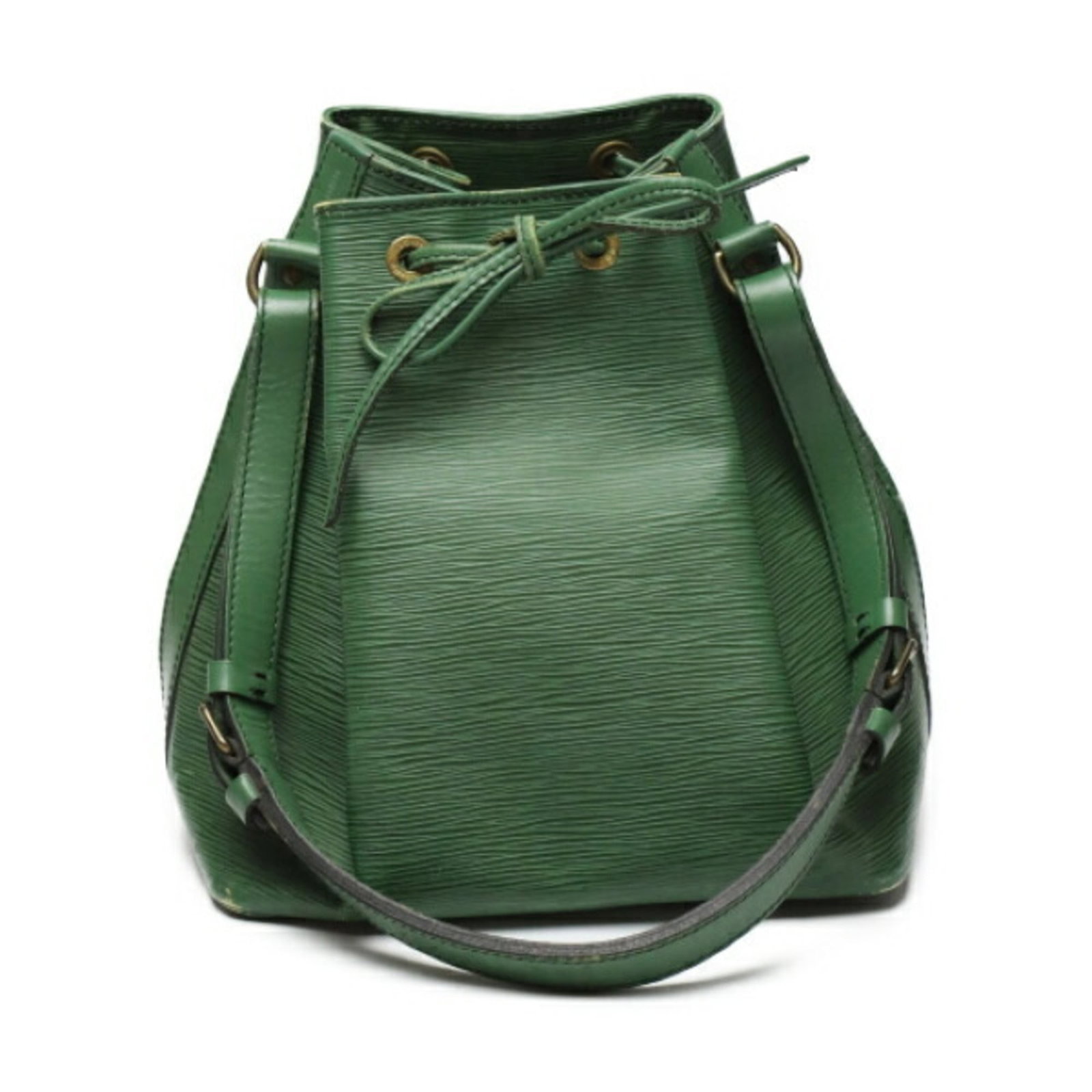 Leather Epi Bag Vuitton Louis: Leather Epi Bag Vuitton Louis Borneo green Epi leather makes this Louis Vuitton shoulder bag a striking accessory. Measuring 27cm x 24cm x 18cm, it provides a compact and stylish option for daily
