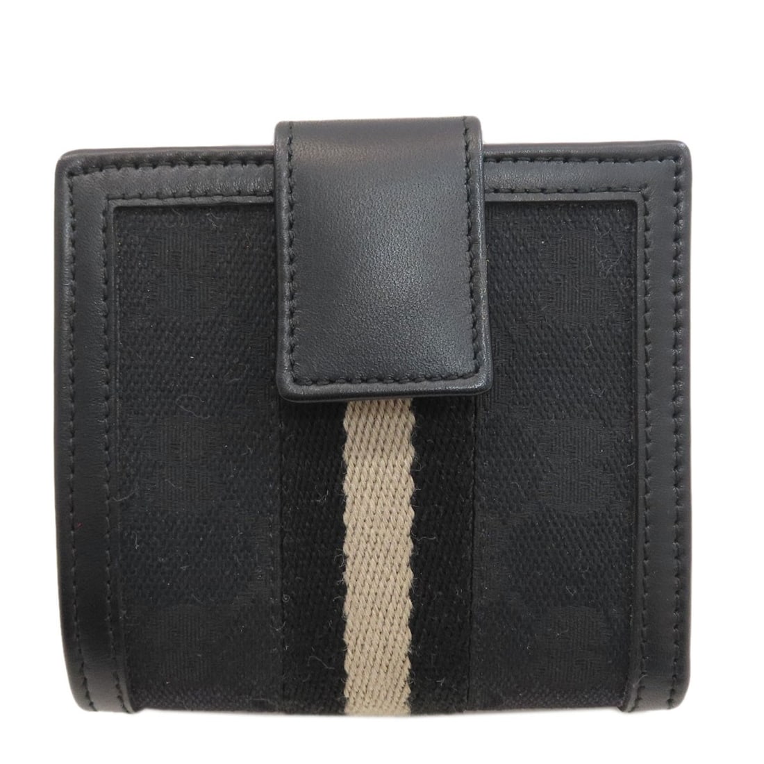 Sherry Line 2178 5 Wallet Bifold Coin Pocket Gucci: Sherry Line 2178 5 Wallet Bifold Coin Pocket Gucci Black canvas bifold wallet with coin pocket from GUCCI, featuring a classic design with clean lines and a simple, understated aesthetic. The black