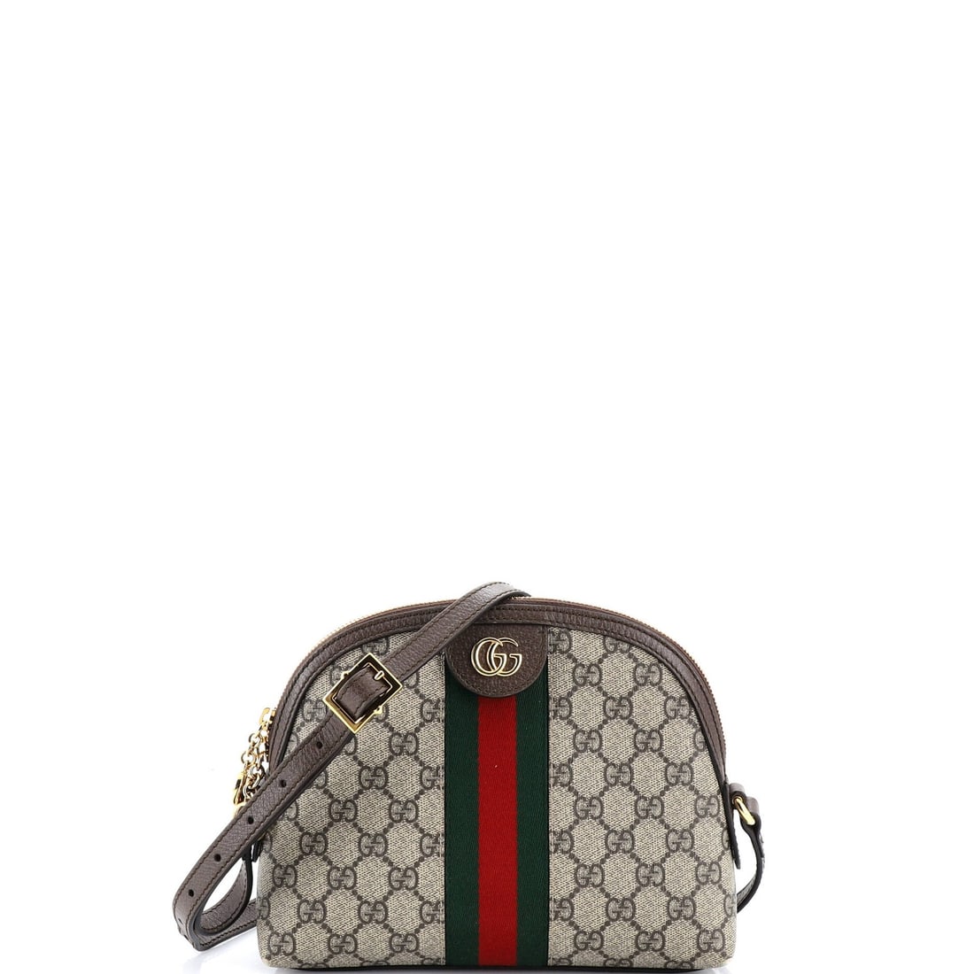 Gucci Ophidia Dome Small Canvas Coated GG Bag: Gucci Ophidia Dome Small Canvas Coated GG Bag Small Gucci Ophidia Dome Shoulder Bag with Canvas Coated Exterior in Brown. This stylish bag features a satin blue interior and gold hardware, with a sign