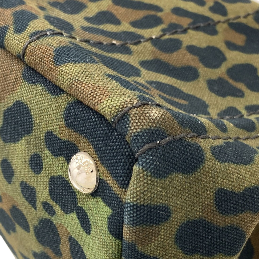 Prada Canapa Mini Leopard Pattern 2Way Handbag Canvas - 15