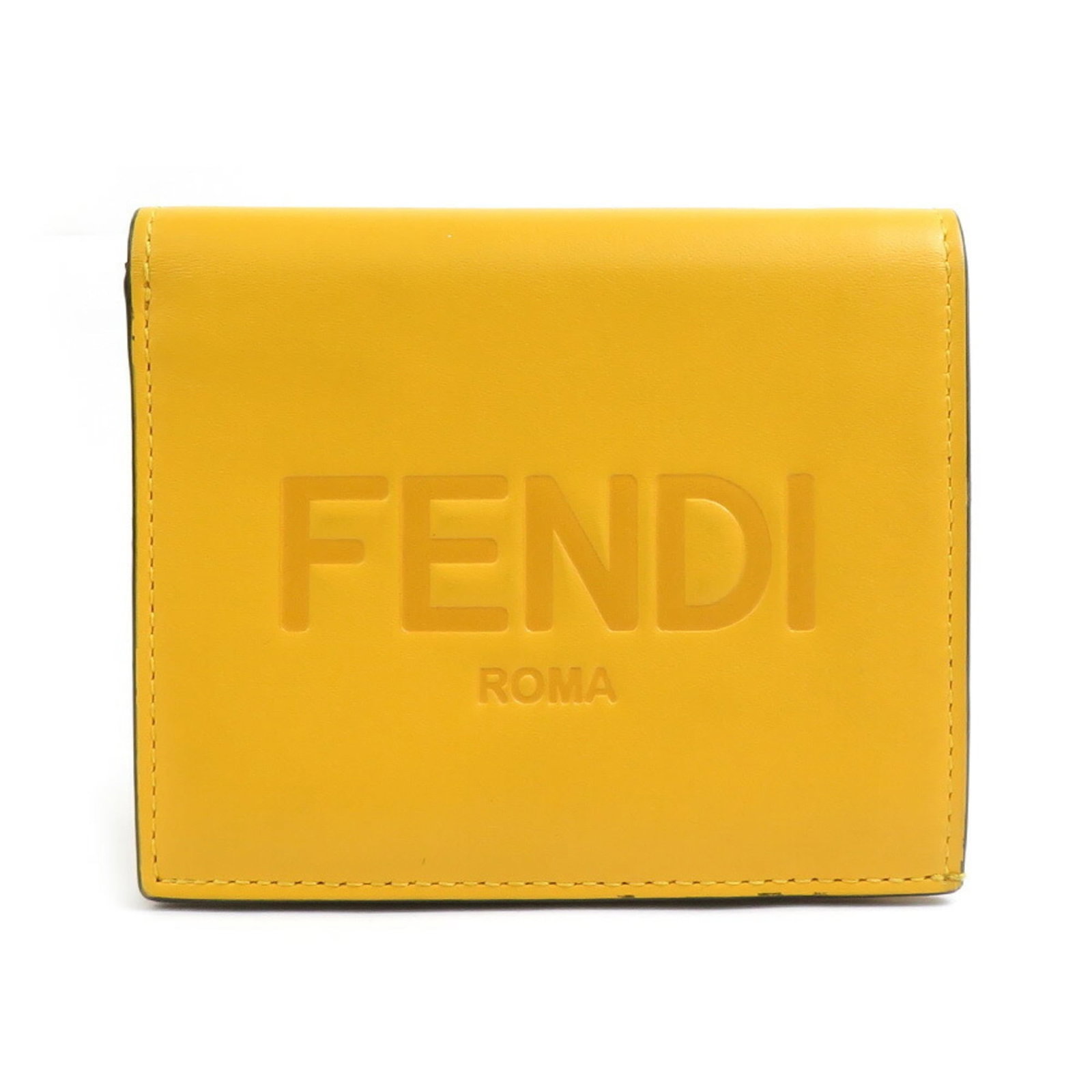 Fendi Wallet (Bi-Fold) Leather: Fendi Wallet (Bi-Fold) Leather Yellow Fendi bi-fold leather wallet comes with a box and dust bag, featuring a signature and measuring 9cm x 10.5cm x 1cm. This bi-fold wallet is made of high-quality