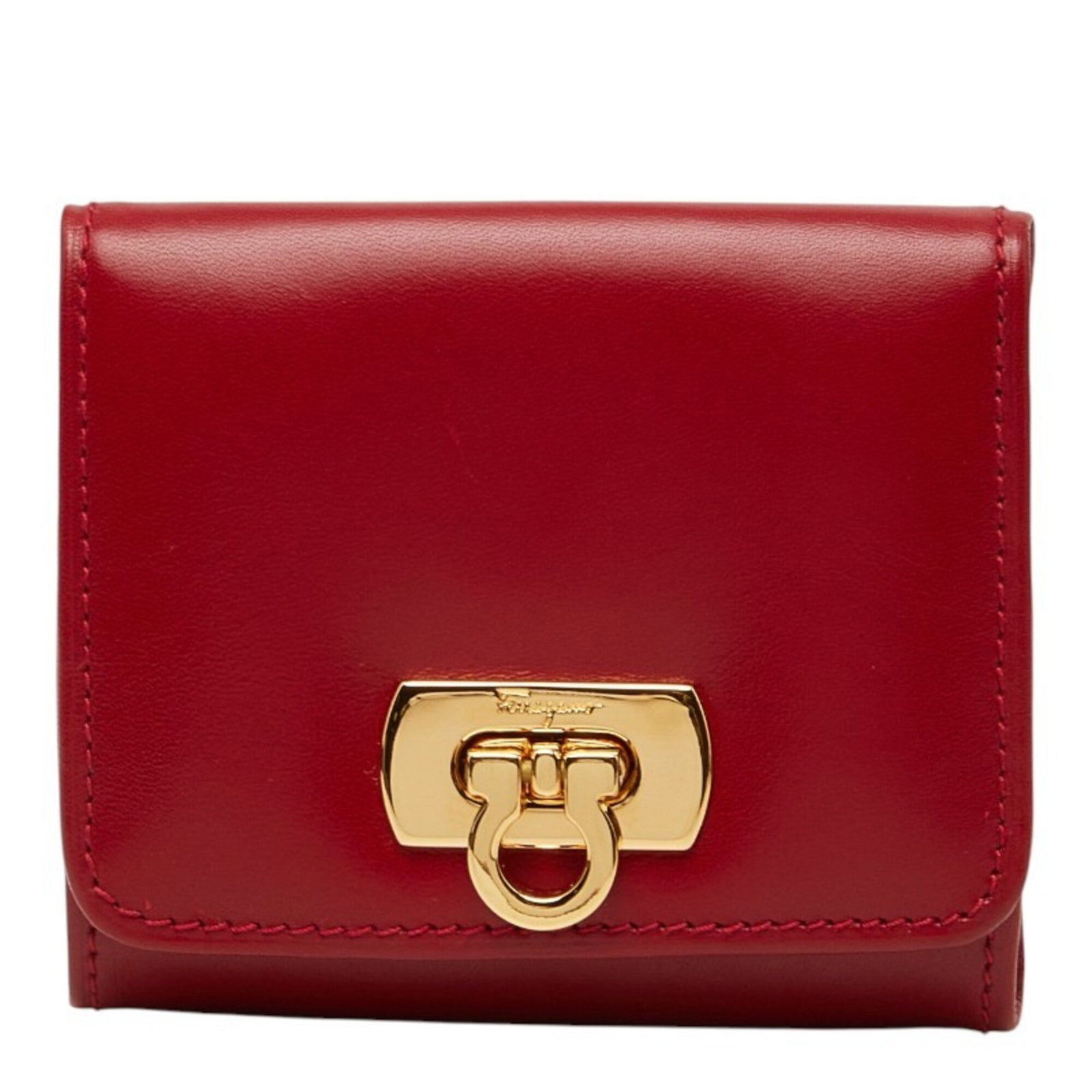 Salvatore Ferragamo Coin Purse/ Coin Case Leather: Salvatore Ferragamo Coin Purse/ Coin Case Leather Salvatore Ferragamo Coin Purse/ Coin Case Leather is a gold and red leather coin purse with a sleek design. Made from high-quality leather, this