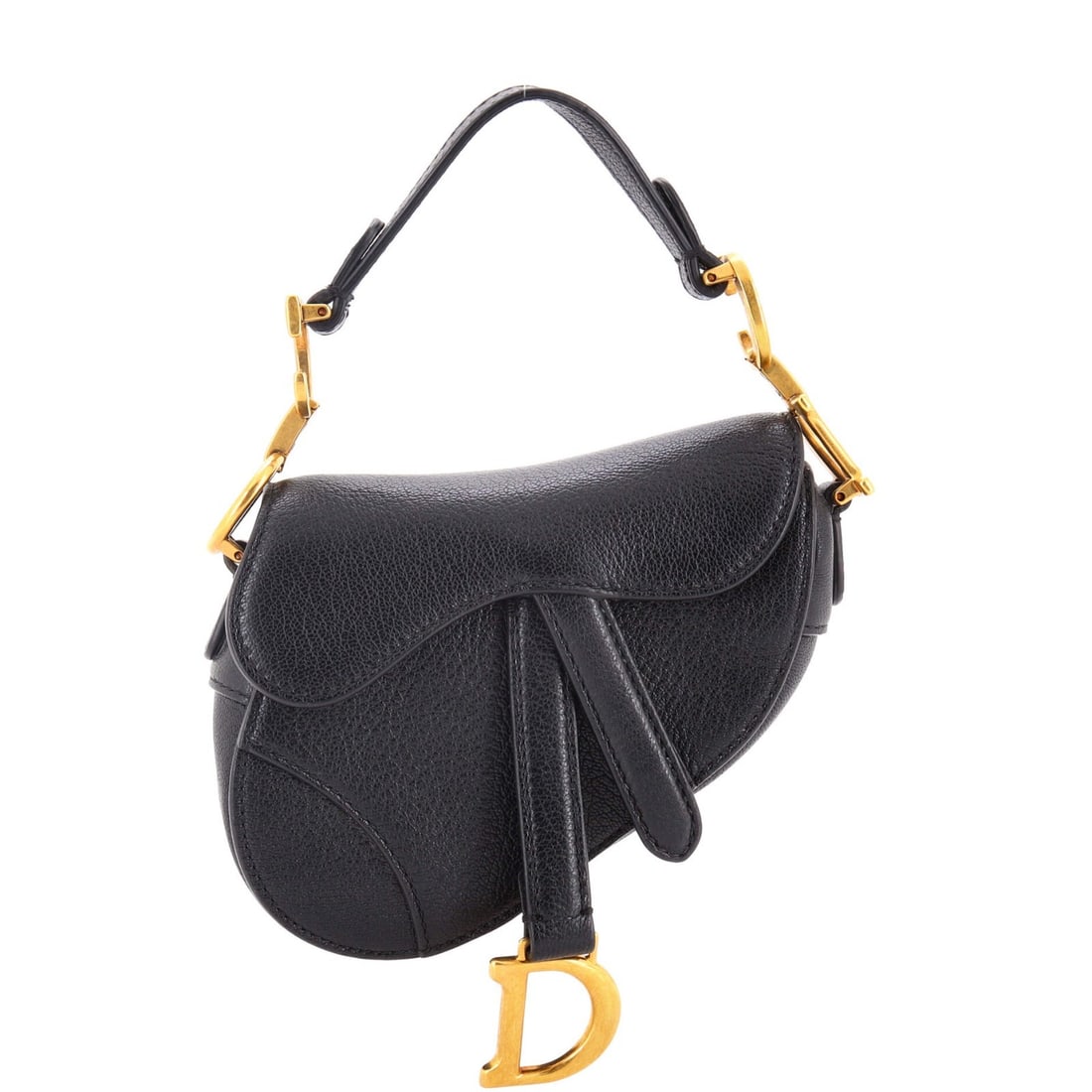 Saddle Handbag Christian Dior Leather Micro: Saddle Handbag Christian Dior Leather Micro Saddle Handbag Christian Dior Leather Micro is a sleek and sophisticated top handle bag with a classic design. Measuring 4.5" tall, 5" wide, and 2" deep,