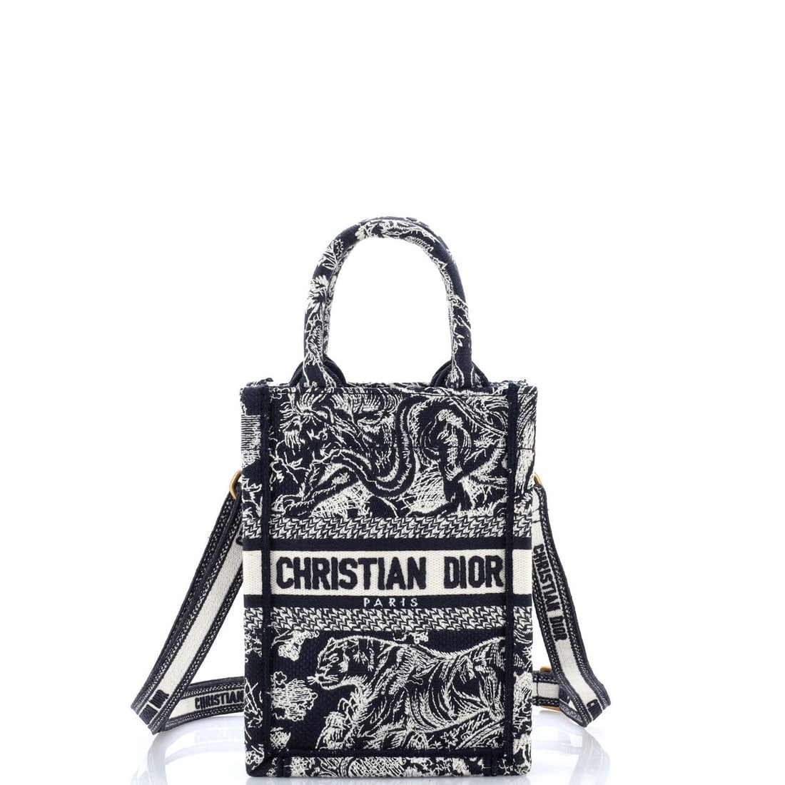 Christian Dior Book Tote Embroidered Mini Phone Canvas Bag: Christian Dior Book Tote Embroidered Mini Phone Canvas Bag The Christian Dior Book Tote Embroidered Mini Phone Canvas Bag is a stylish and functional accessory, featuring a classic blue canvas exterio