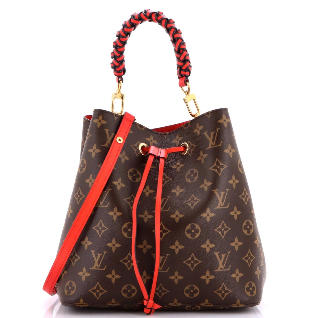 Braided Handle Monogram Canvas with Leather MM Handbag NeoNoe Louis Vuitton: Braided Handle Monogram Canvas with Leather MM Handbag NeoNoe Louis Vuitton Braided Handle Monogram Canvas with Leather MM Handbag NeoNoe Louis Vuitton features a unique braided handle and a classic
