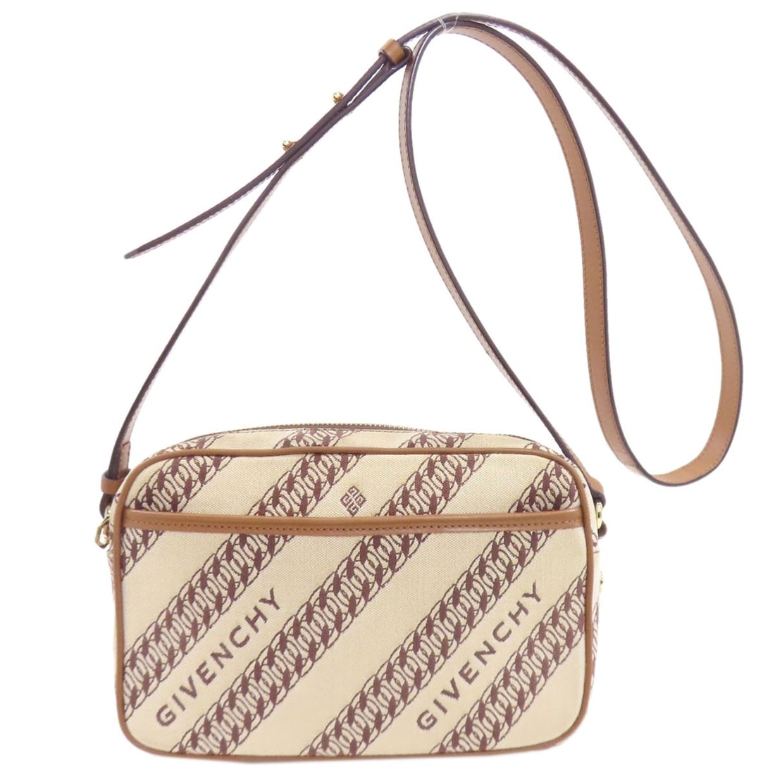 Shoulder Bag Logo Canvas: Shoulder Bag Logo Canvas Beige canvas shoulder bag with a logo from GIVENCHY. The bag features a classic design with a simple, understated logo on the exterior. Made from high-quality canvas, this