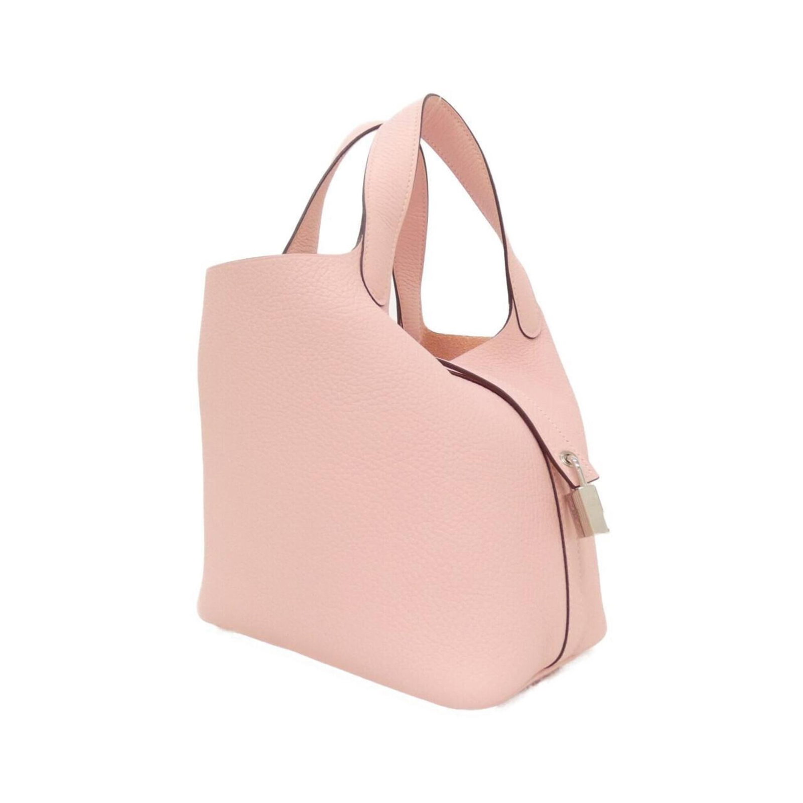 Clemence Leather Handbag Taurillon Hermes: Clemence Leather Handbag Taurillon Hermes Taurillon clemence leather handbag with rose sakura color and silver hardware, measuring 18.5cm x 18cm x 13cm. This Herm?s MPN 056289CK handbag boasts a uniqu