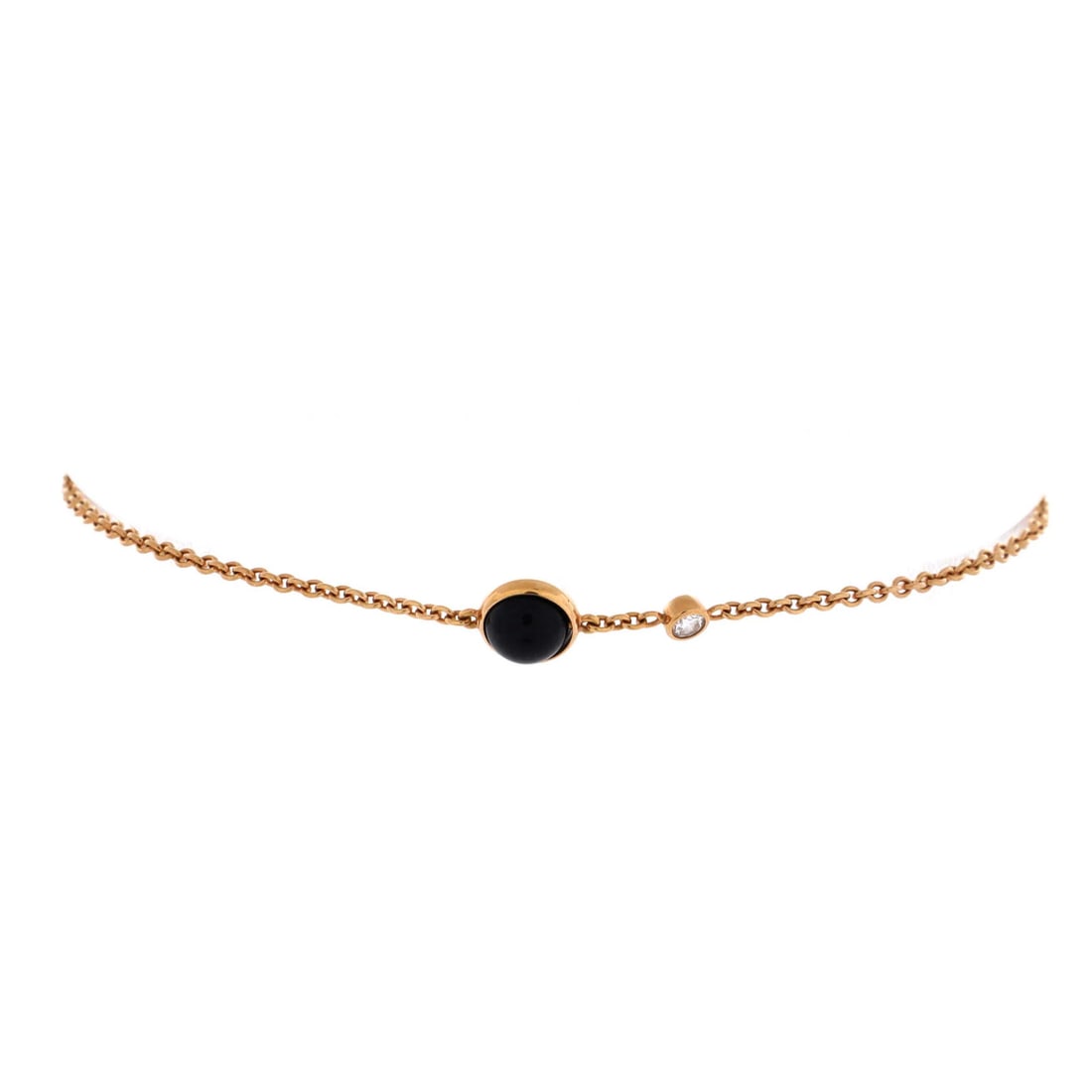 Possession bracelet 18K rose gold with onyx and diamond: Possession bracelet 18K rose gold with onyx and diamond 18K rose gold sets the tone for this elegant Possession bracelet, adorned with a stunning onyx and diamond design. The 18K metal purity adds a