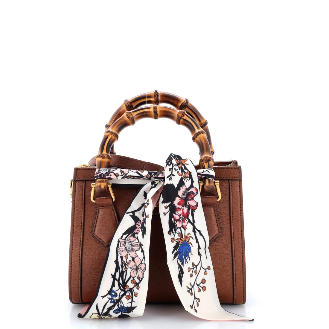 Gucci Leather Mini Bamboo Handle Tote Diana NM: Gucci Leather Mini Bamboo Handle Tote Diana NM Gucci's Leather Mini Bamboo Handle Tote, the Diana NM, boasts a chic cross-body design with a sturdy leather exterior and a stylish bamboo handle. This