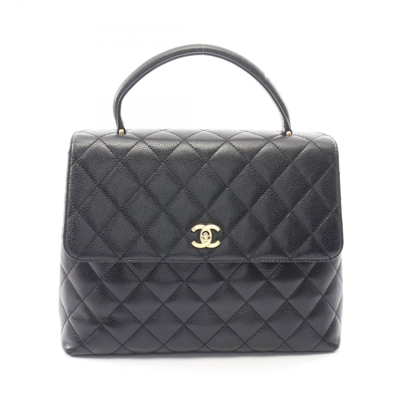 Calfskin Handbag Chanel: Calfskin Handbag Chanel Calfskin Handbag in Black with Gold Hardware. This Chanel handbag features a classic design with a grained calfskin exterior and gold hardware accents. Measuring 23cm x 29cm x