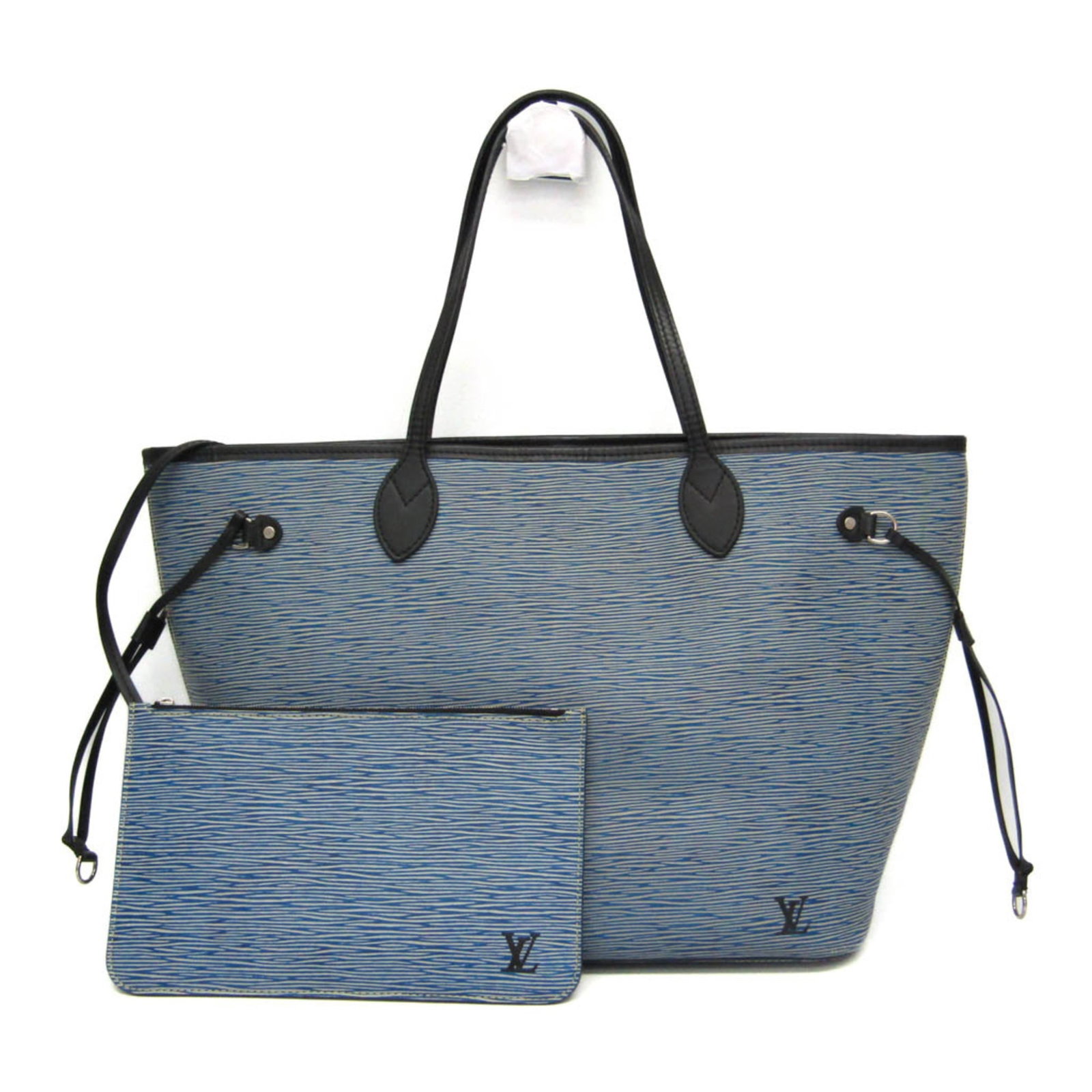 Louis Vuitton Tote Bag Epi Denim Leather: Louis Vuitton Tote Bag Epi Denim Leather Black Epi Denim Leather Louis Vuitton Neverfull MM Tote Bag with Minor Scratches and Stains, 46cm Wide and 49cm Long Handle. This iconic tote bag features the 